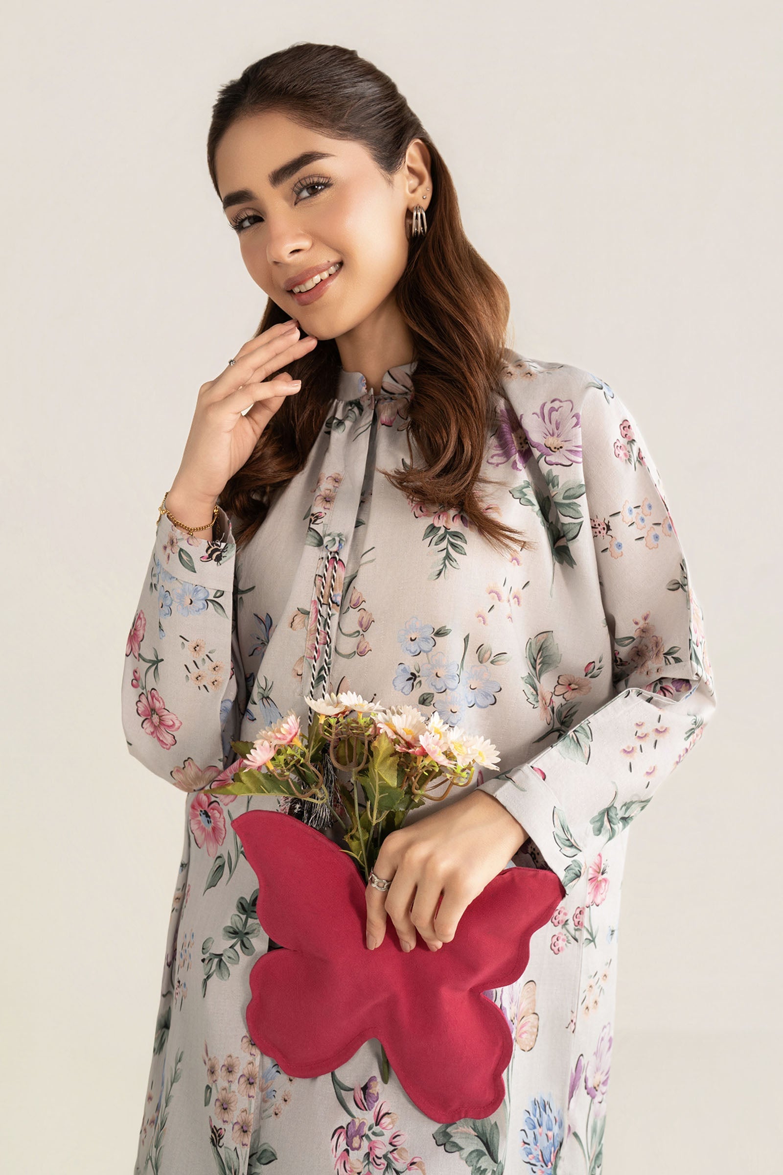 2 Pc Printed Dobby Suit