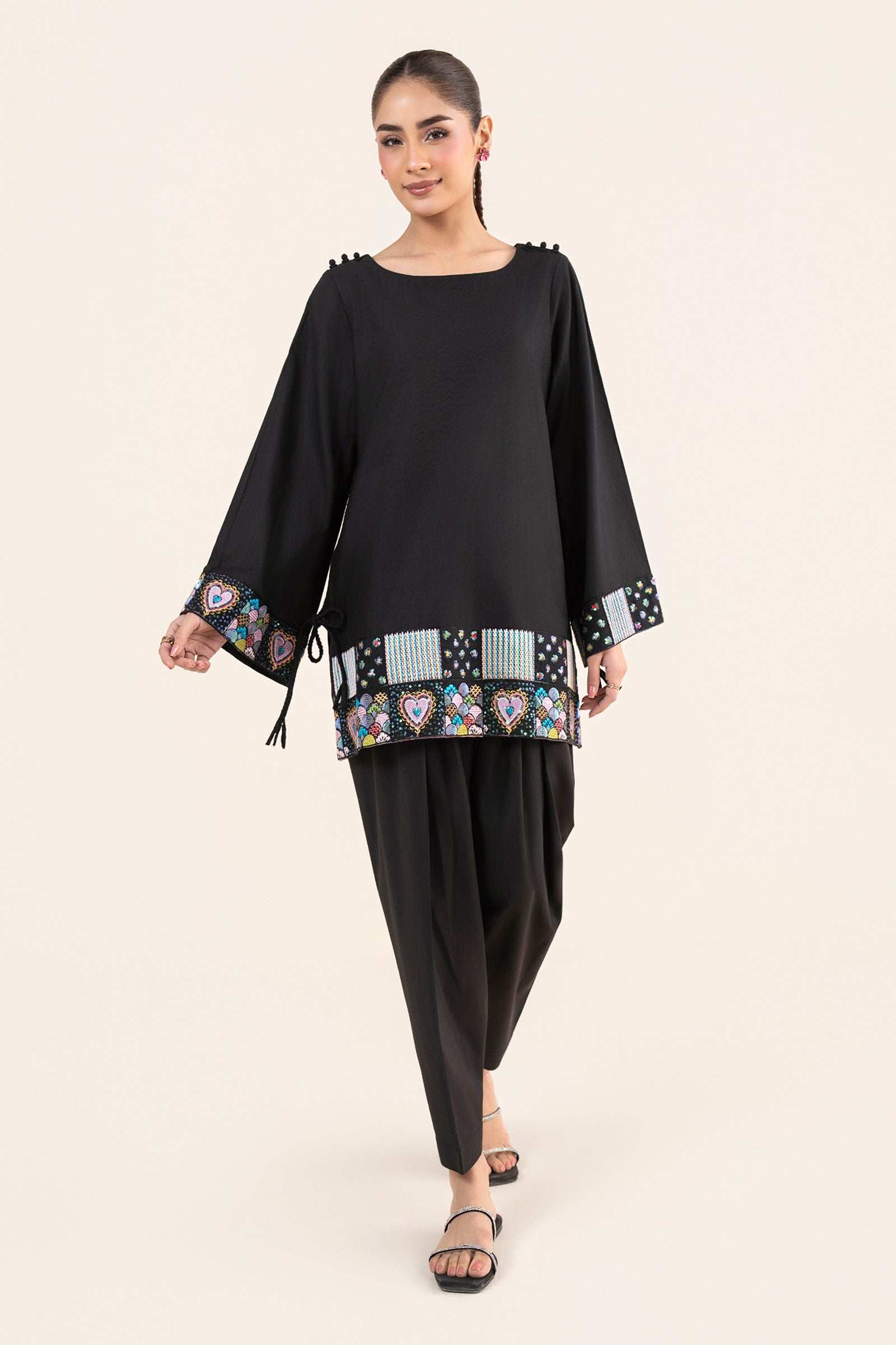 2 Pc Embroidered Dobby Cotton Suit