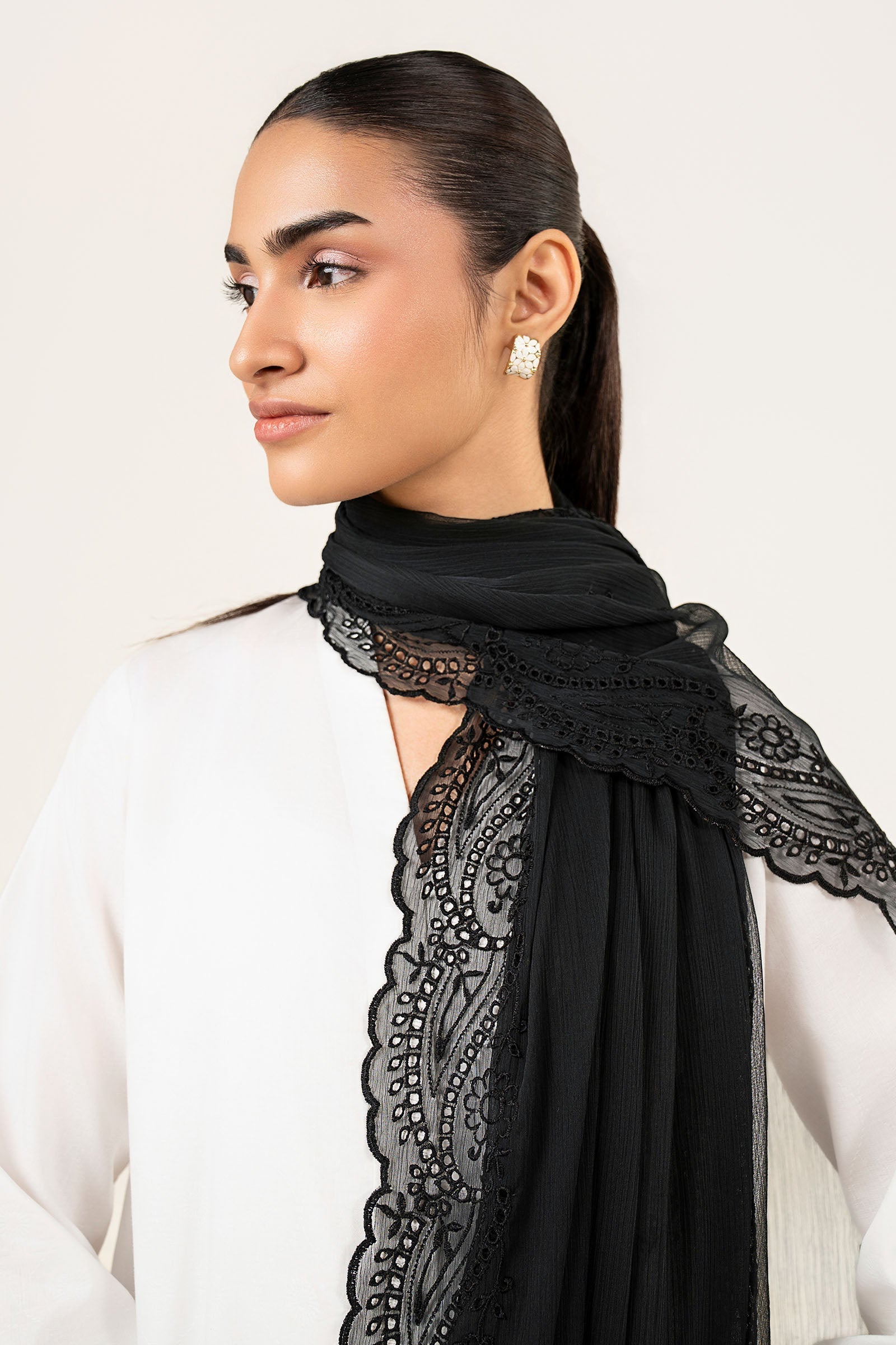 Embroidered Cationic Chiffon Dupatta
