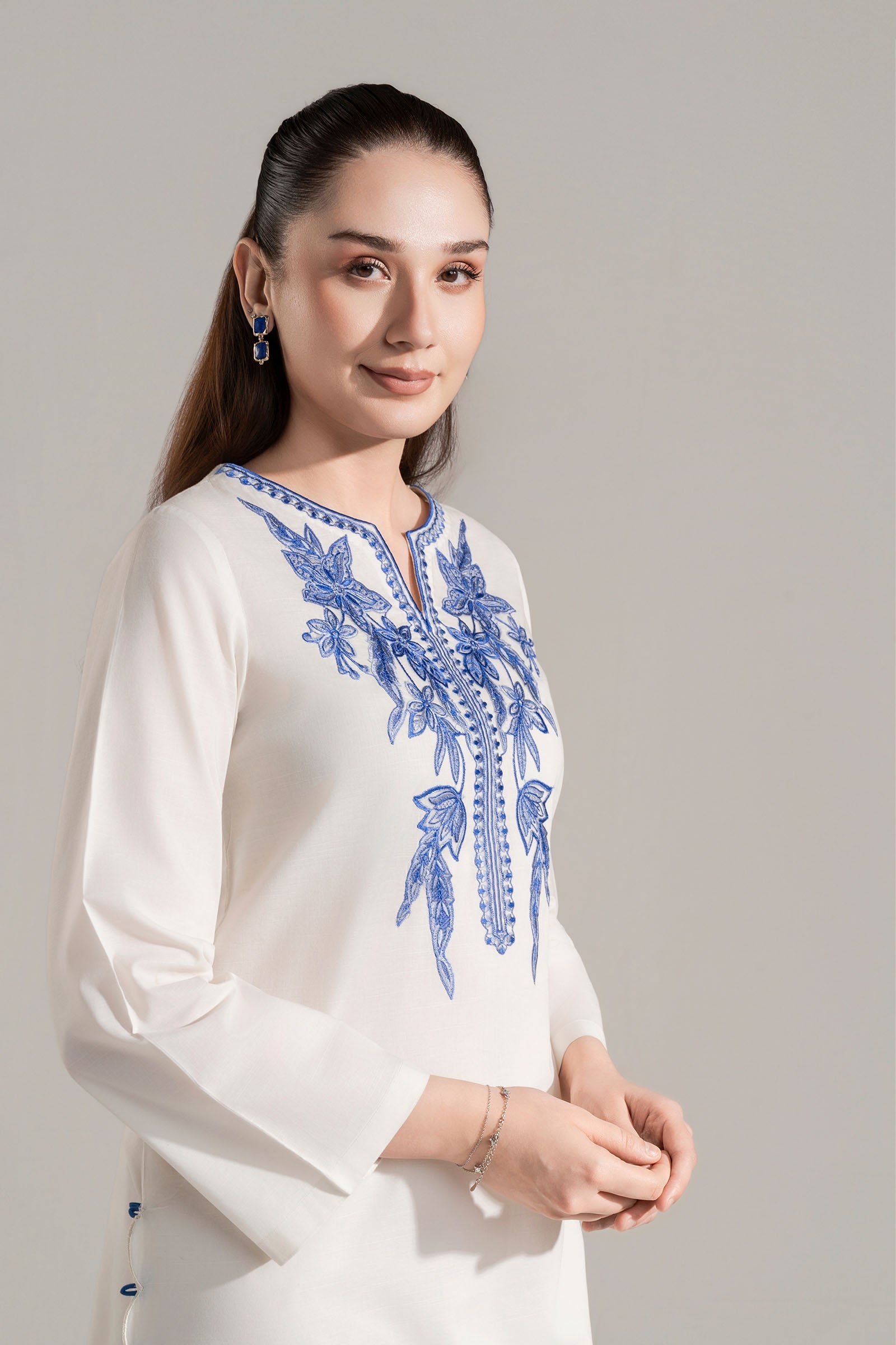 Embroidered Dobby Cotton Shirt