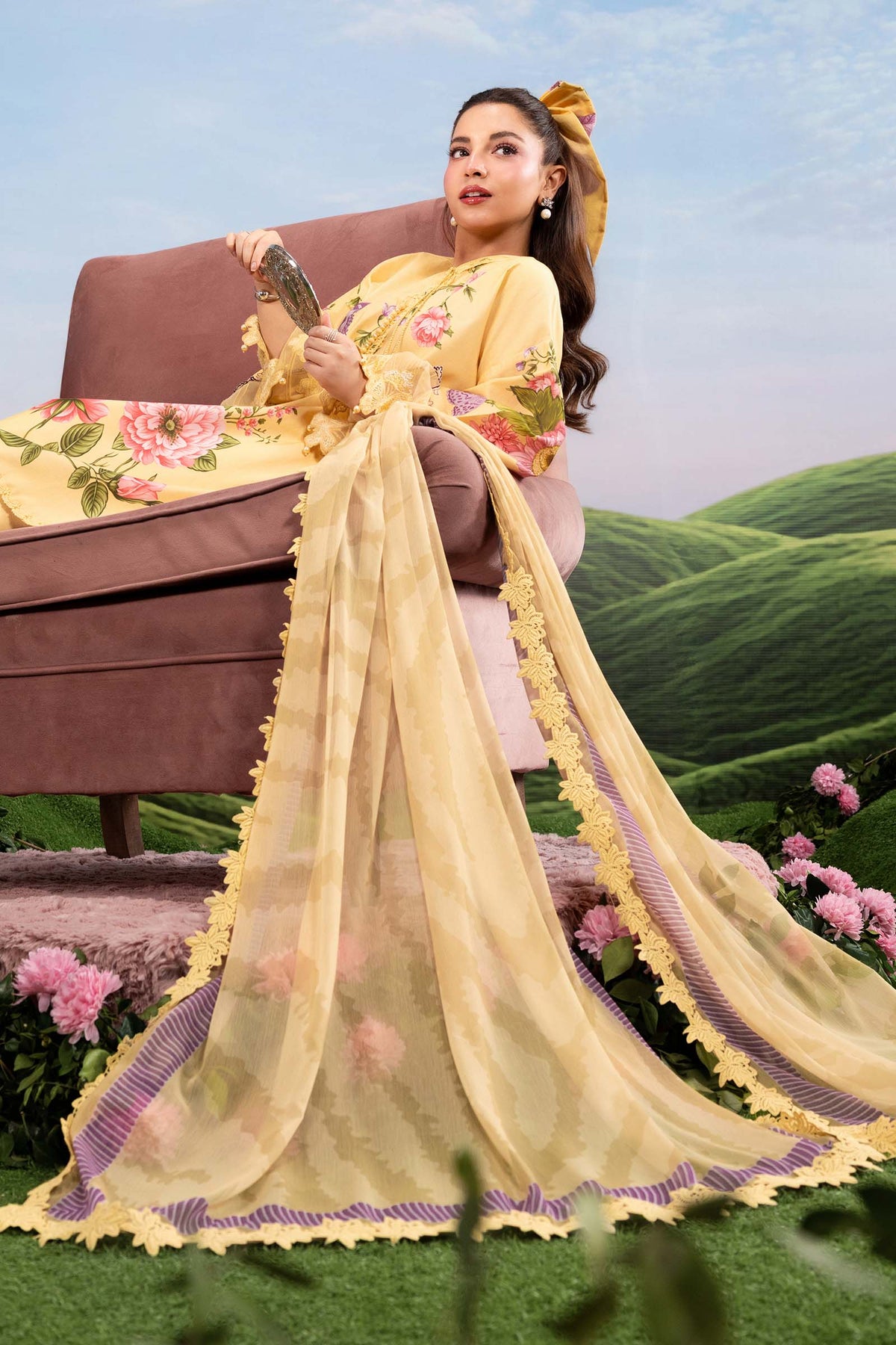 3 Pc Unstitched Embroidered Lawn Suit