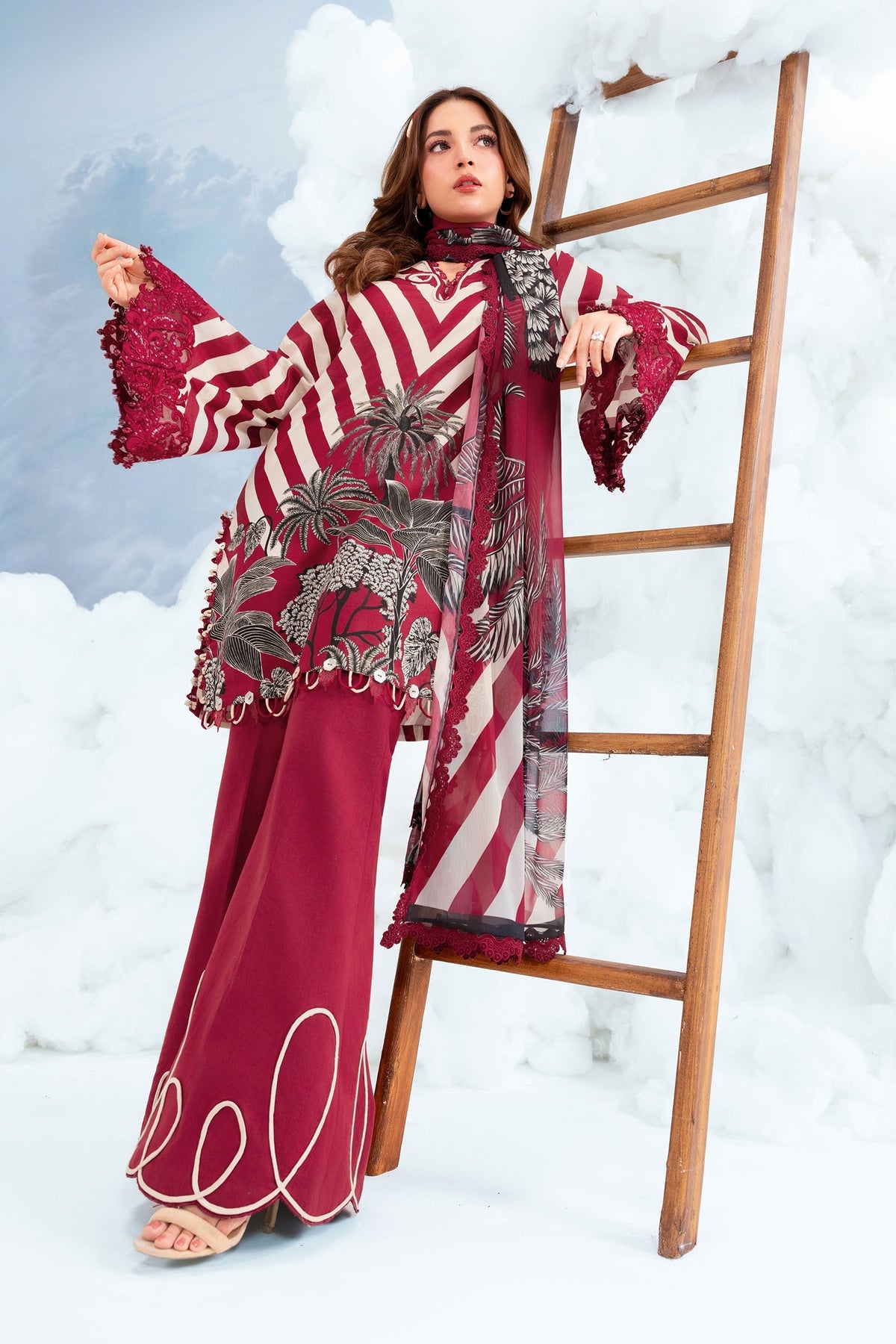 3 Pc Unstitched Embroidered Lawn Suit