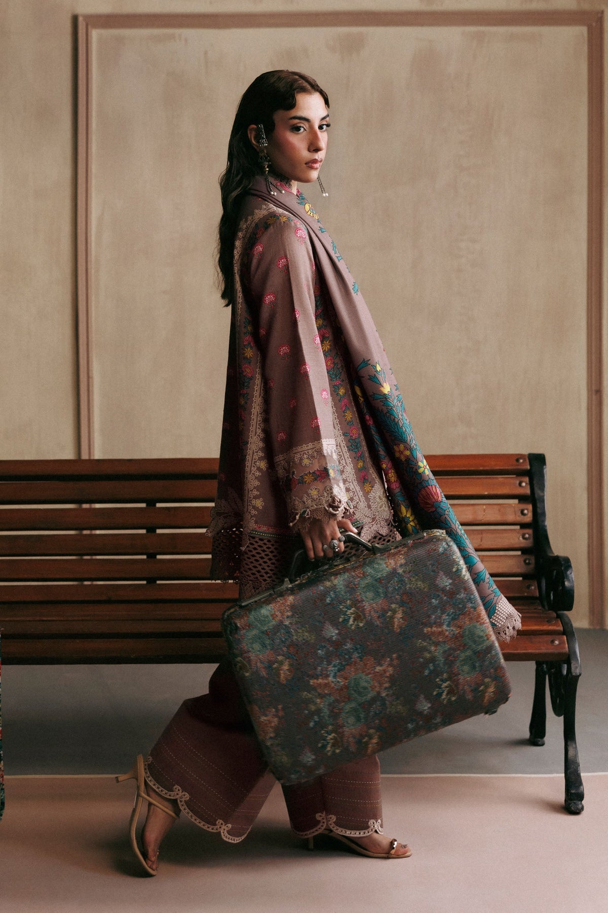 3 Pc Unstitched Embroidered Slub Khaddar Suit