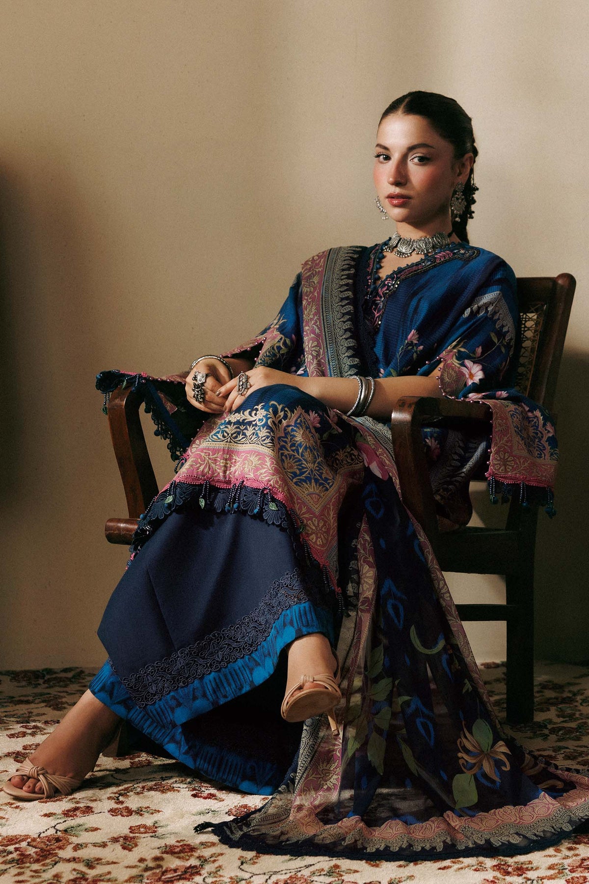 3 Pc Unstitched Embroidered Slub Khaddar Suit
