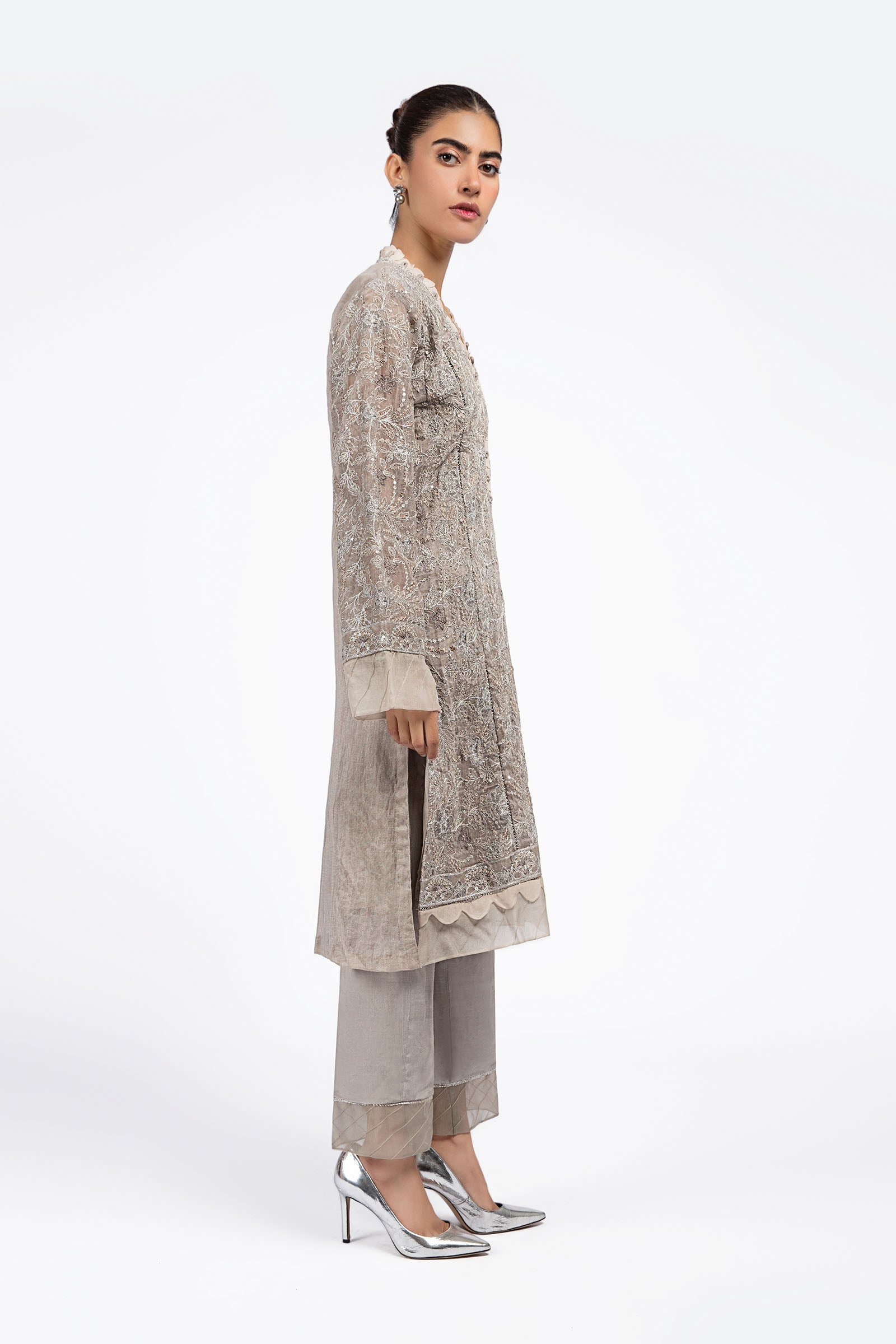 Embroidered Cotton Net Shirt