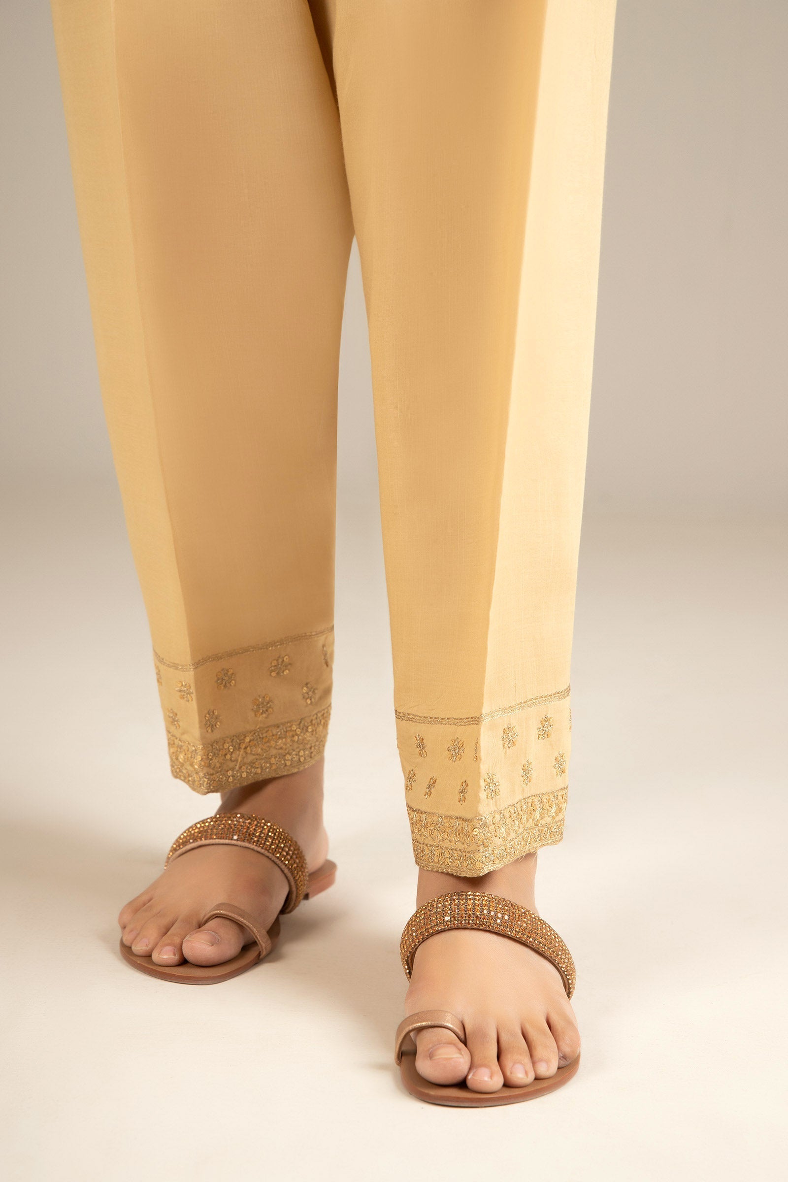 Embroidered Raw Silk Shalwar - MBFS251-ESM-GLD