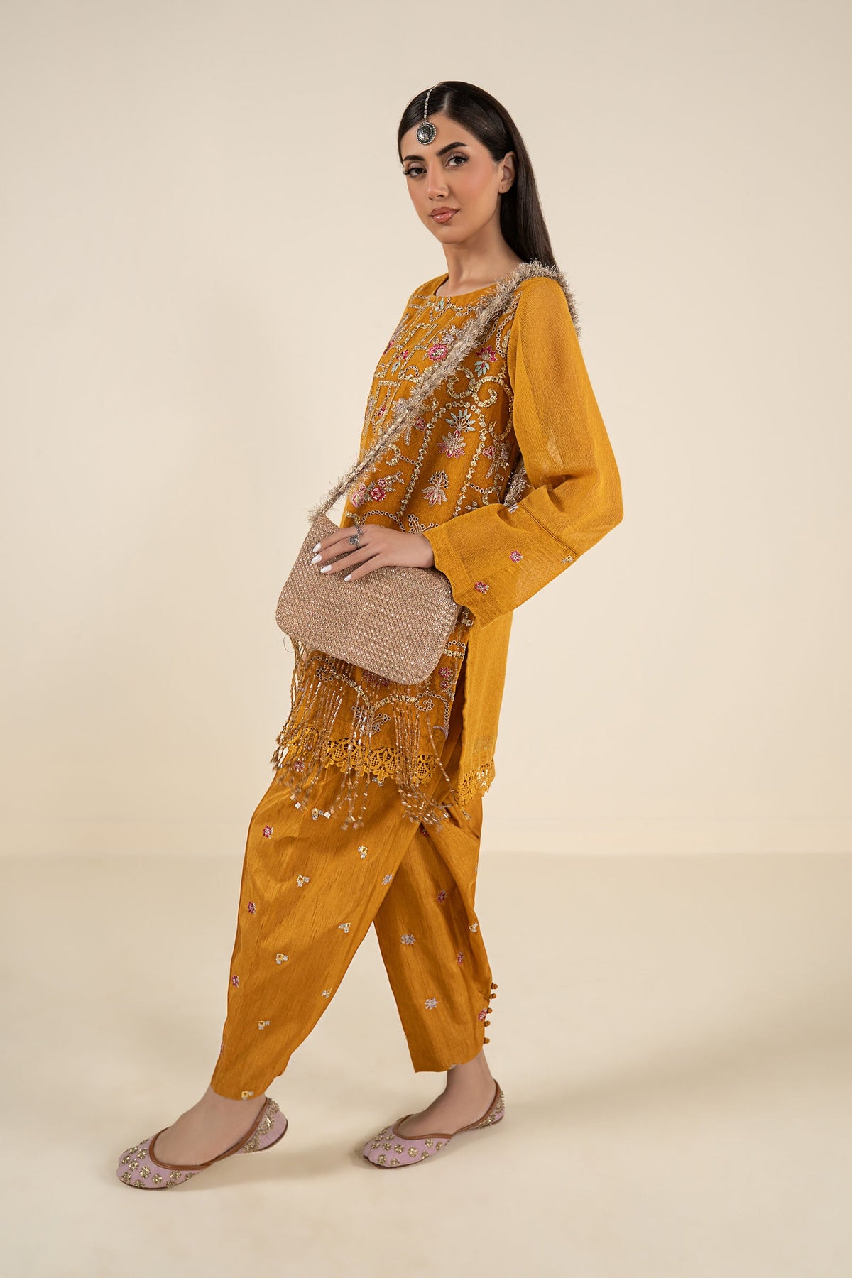2 Pc Embroidered Cotton Net Suit - MBF2605-ESM-MTD