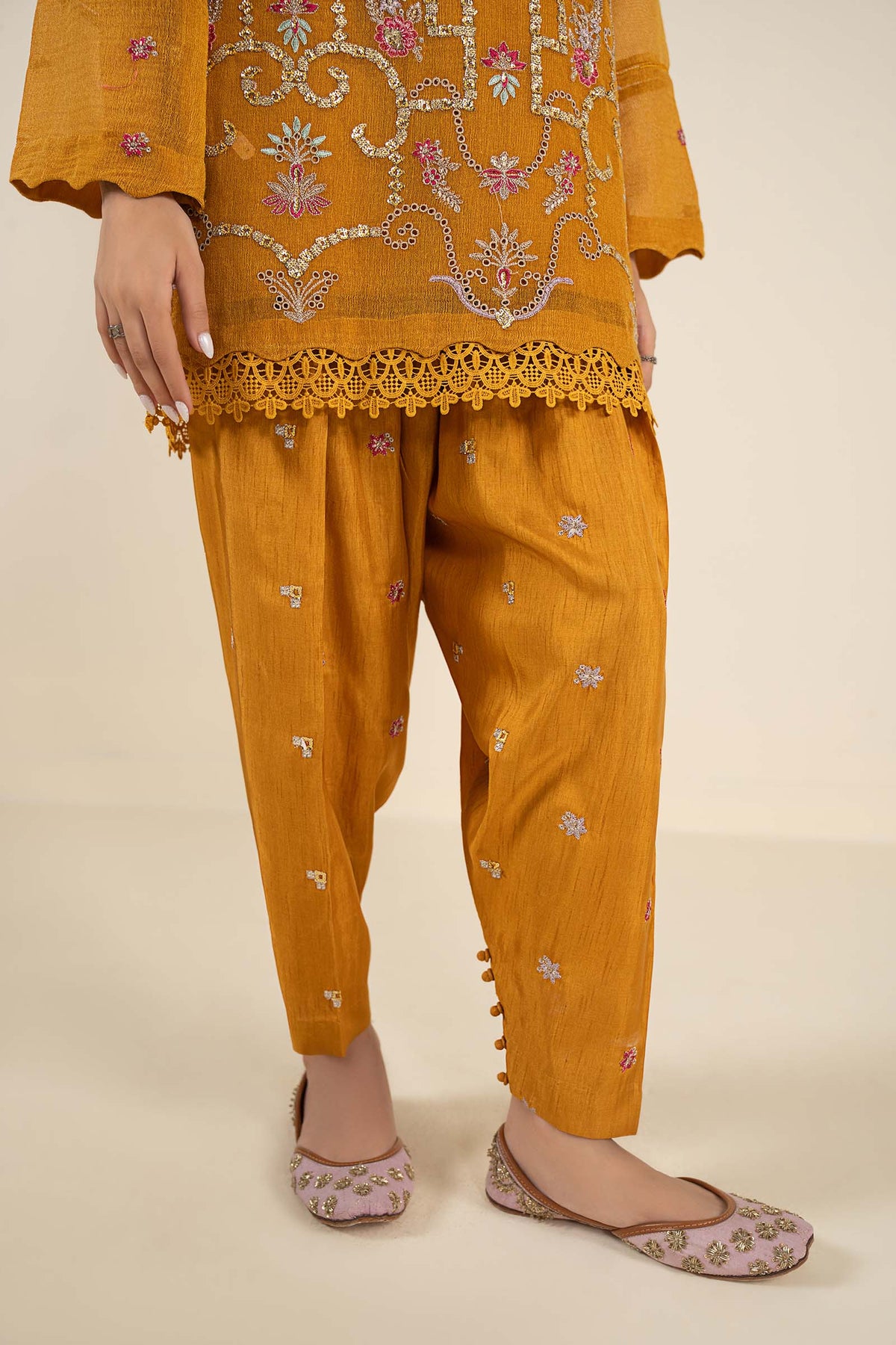 2 Pc Embroidered Cotton Net Suit - MBF2605-ESM-MTD