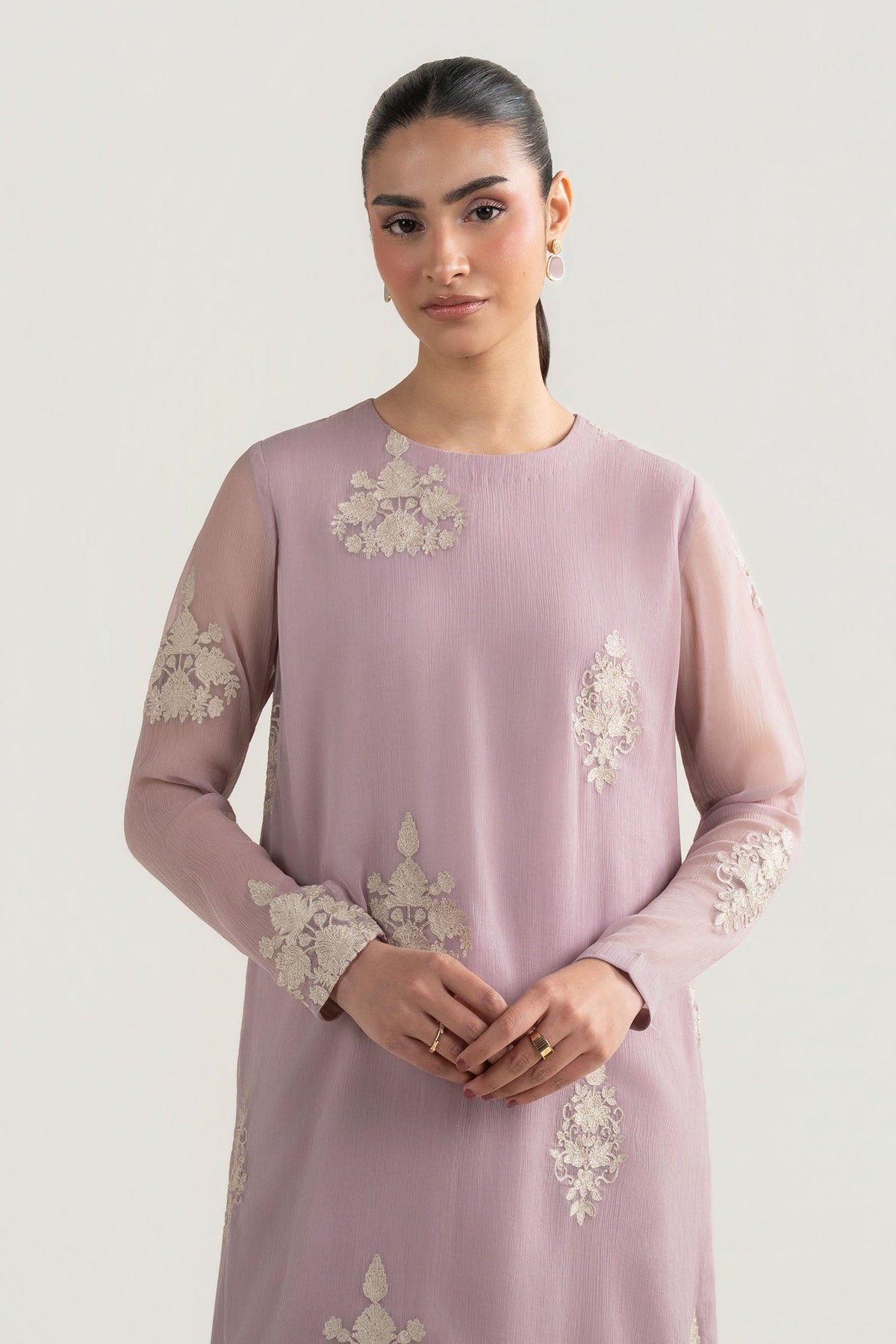 2 Pc Embroidered Chiffon Suit
