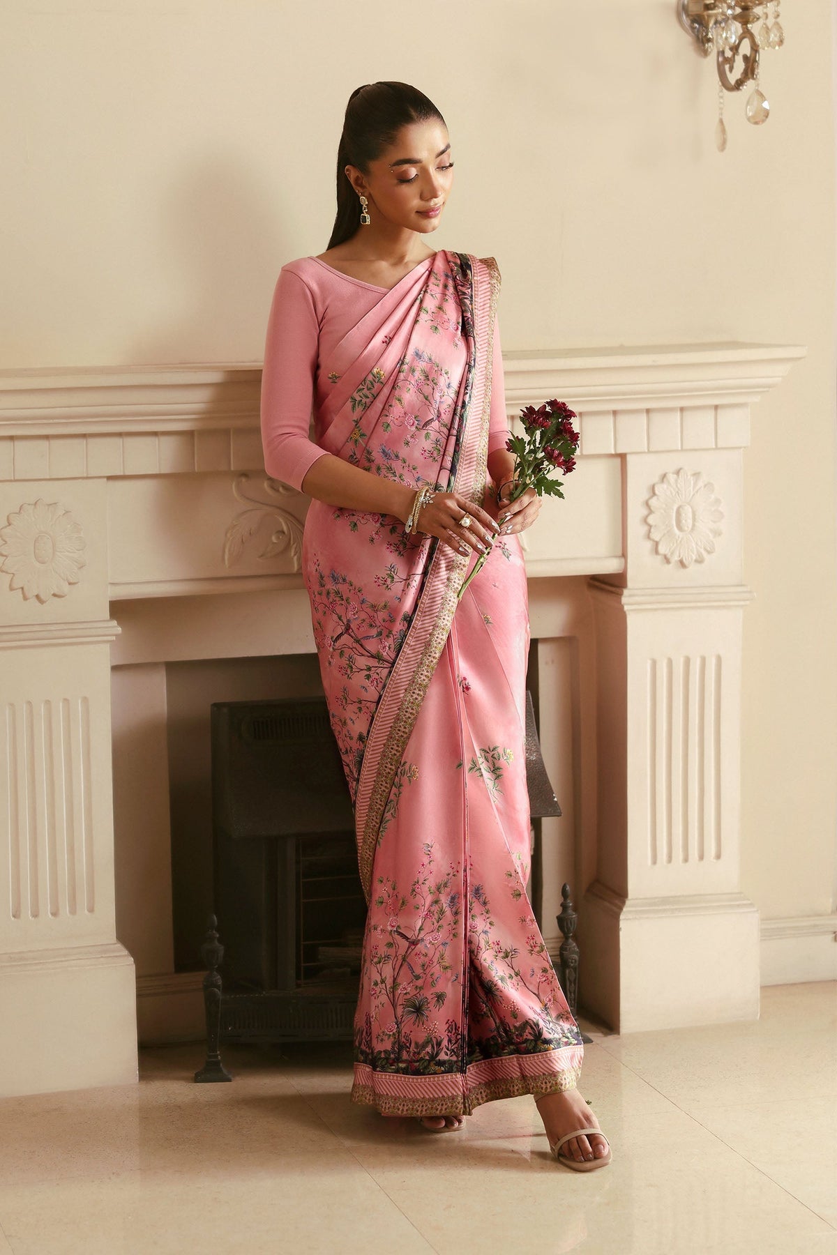 Printed Charmeuse Silk Saree