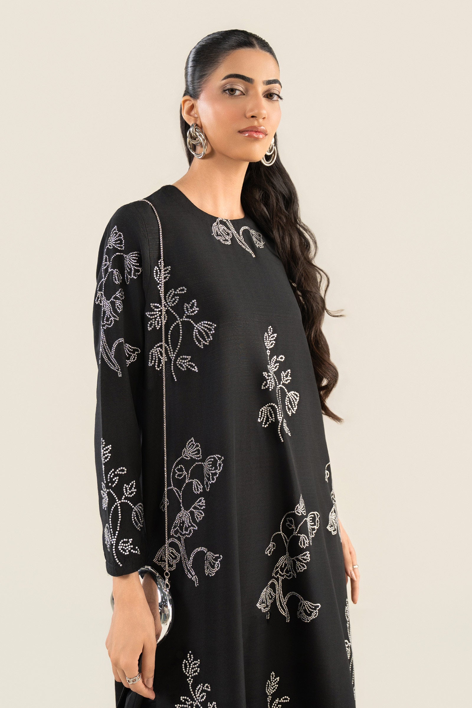 2 Pc Embellished Crepe Suit