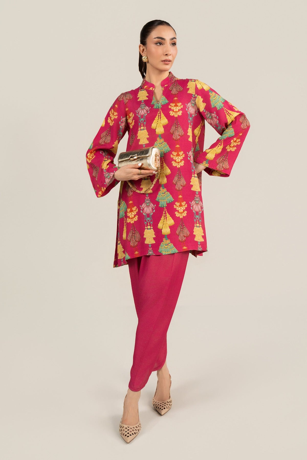 2 Pc Embellished Crepe Suit - MBF2636-ESM-PNK