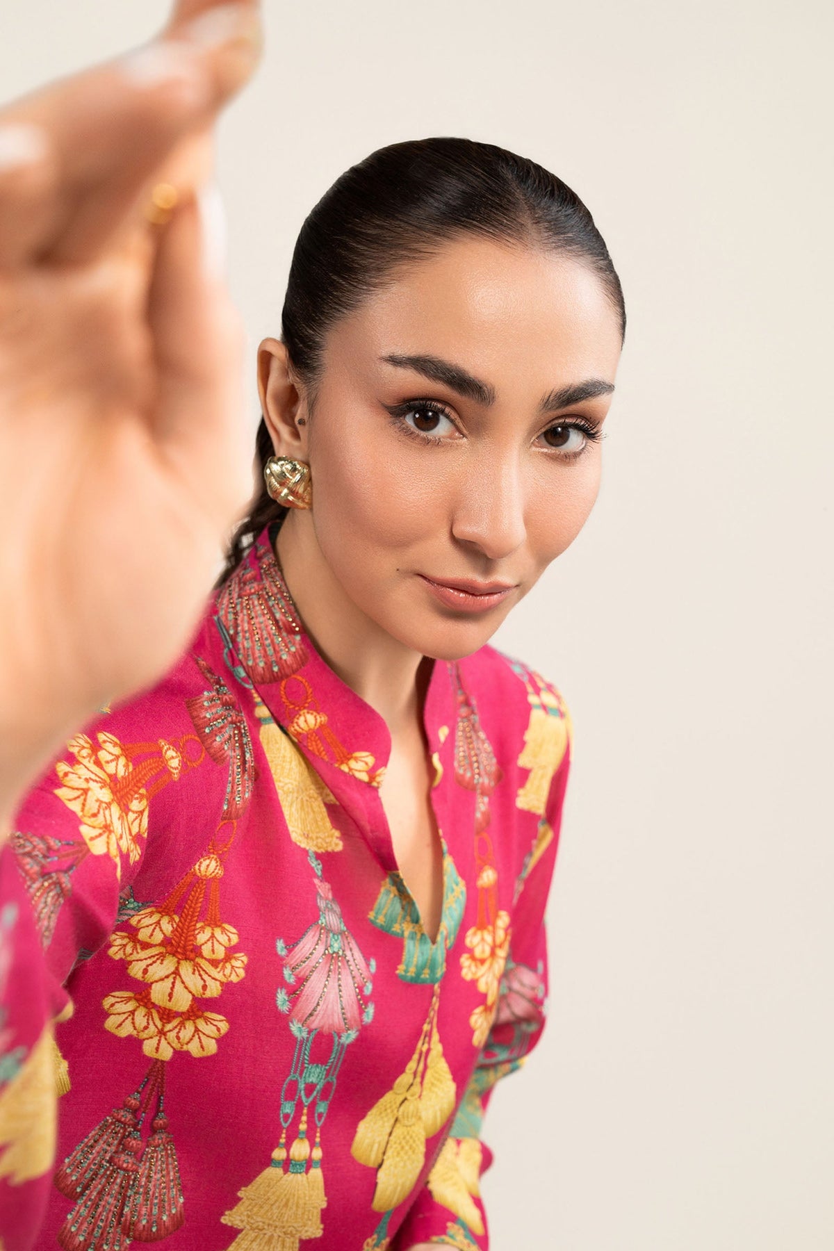 2 Pc Embellished Crepe Suit - MBF2636-ESM-PNK