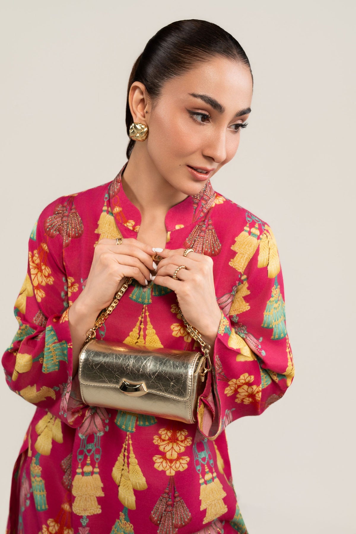2 Pc Embellished Crepe Suit - MBF2636-ESM-PNK