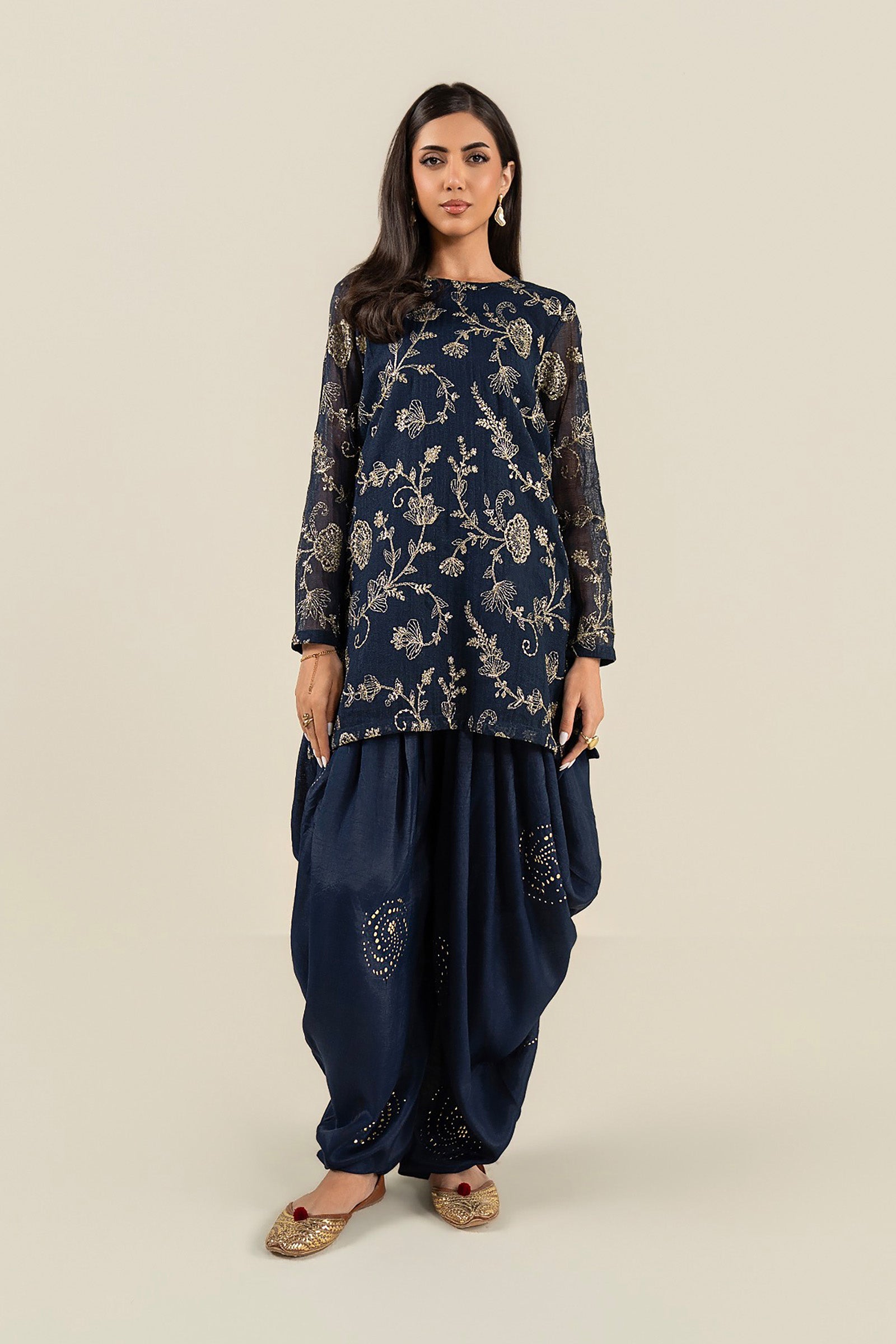 2 Pc Embroidered Cotton Net Suit
