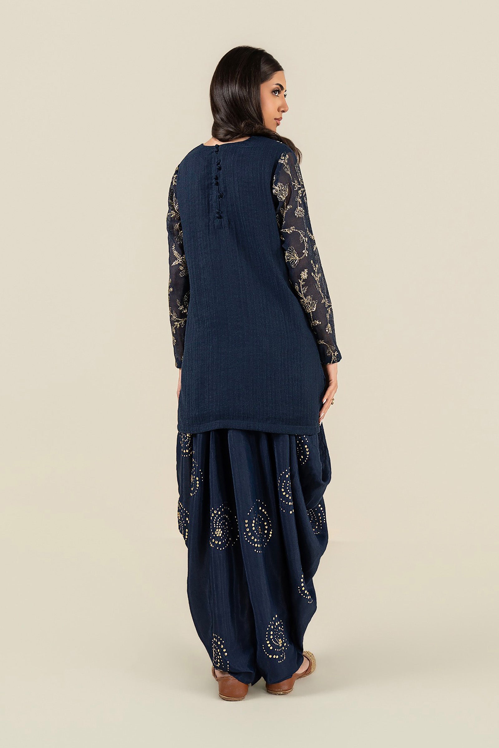 2 Pc Embroidered Cotton Net Suit