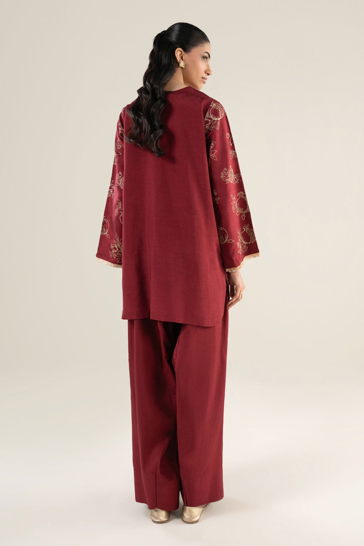 2 Pc Embellished Raw Silk Suit - MBF2639-ESM-MRN