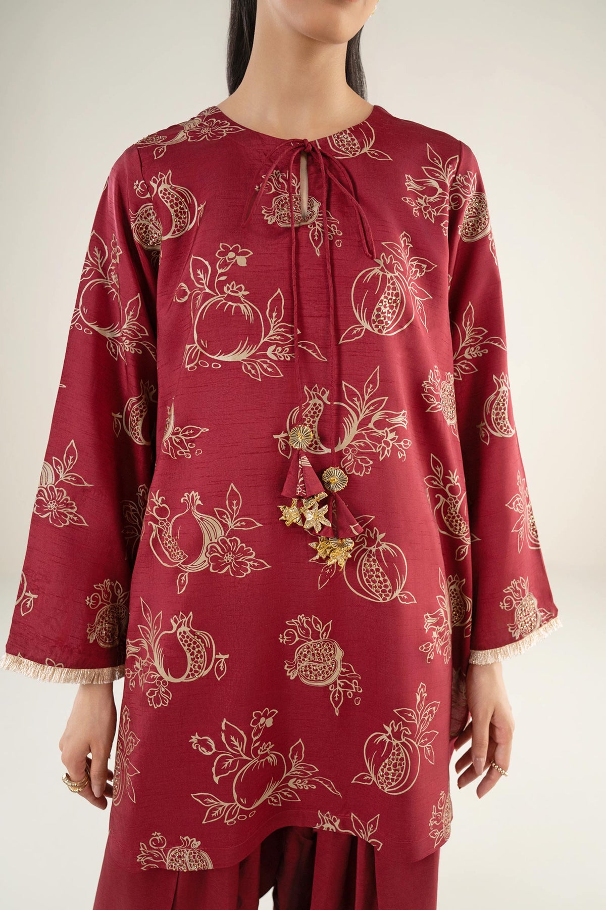 2 Pc Embellished Raw Silk Suit - MBF2639-ESM-MRN