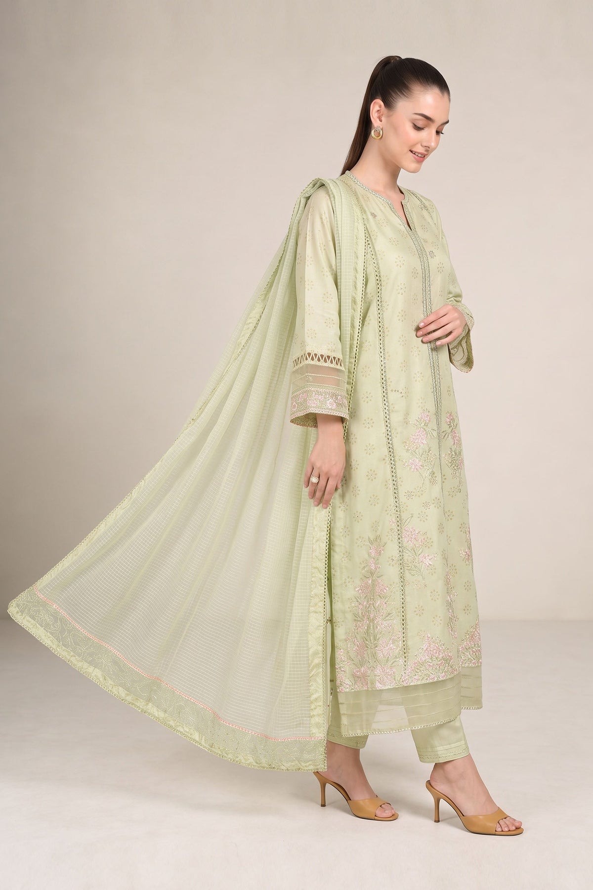 2 Pc Embroidered Bamberg Raw Silk Suit - MBFS041-ESM-POG