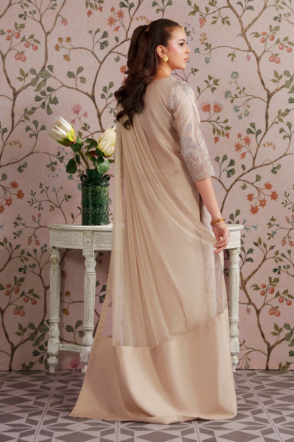 2 Pc Embellished Bamberg Raw Silk Suit - MBF2643-ESM-BEG