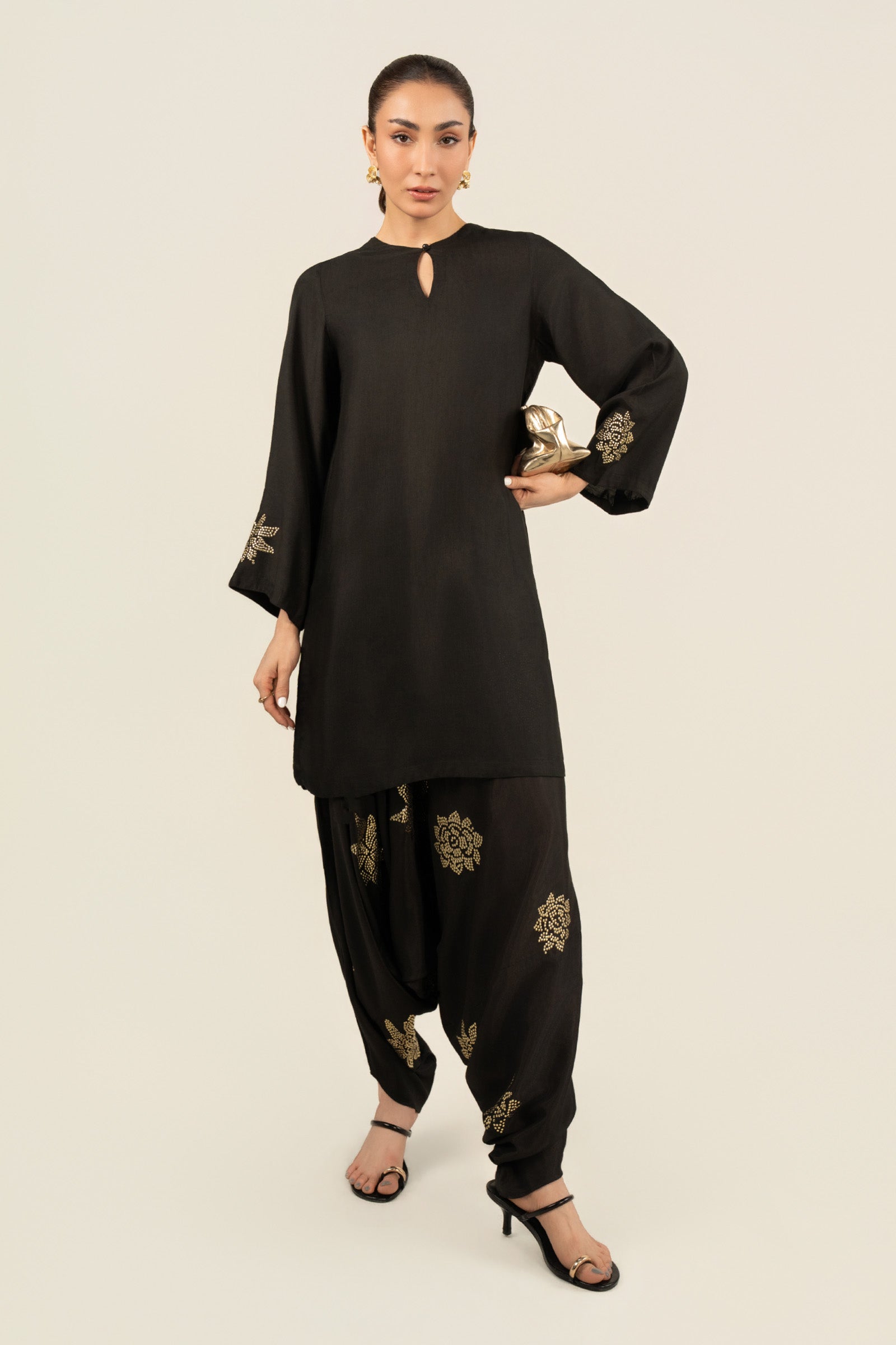 2 Pc Embellished Raw Silk Suit
