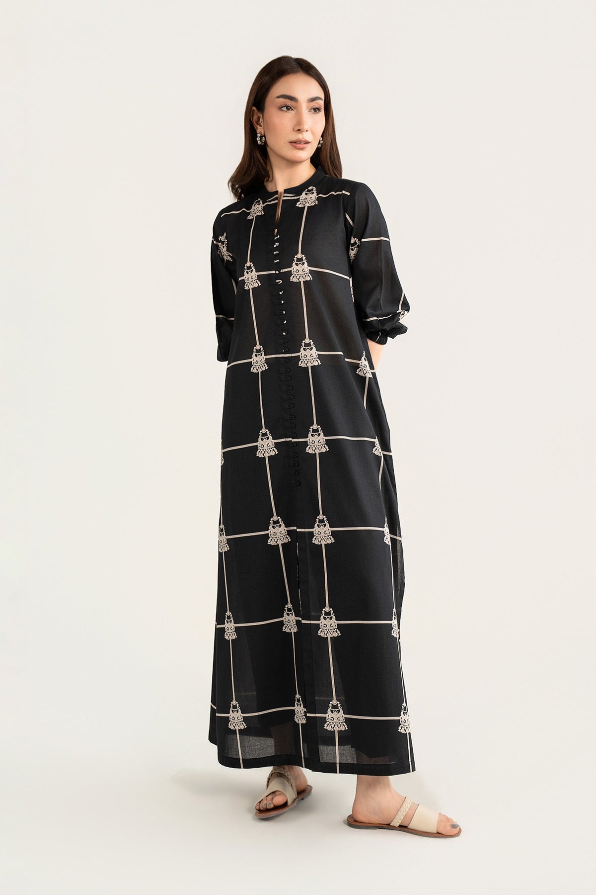 Printed Lawn Shirt - MBMN003-ESM-BLK