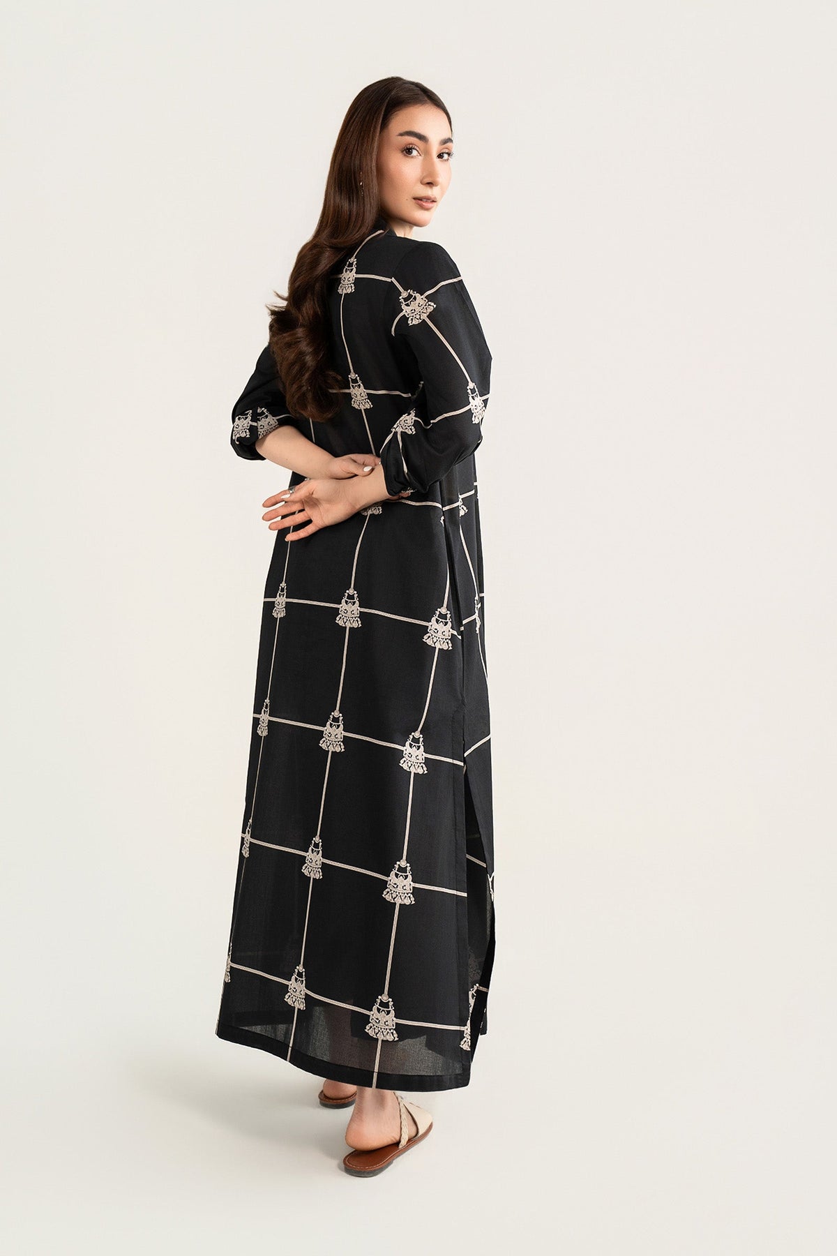 Printed Lawn Shirt - MBMN003-ESM-BLK