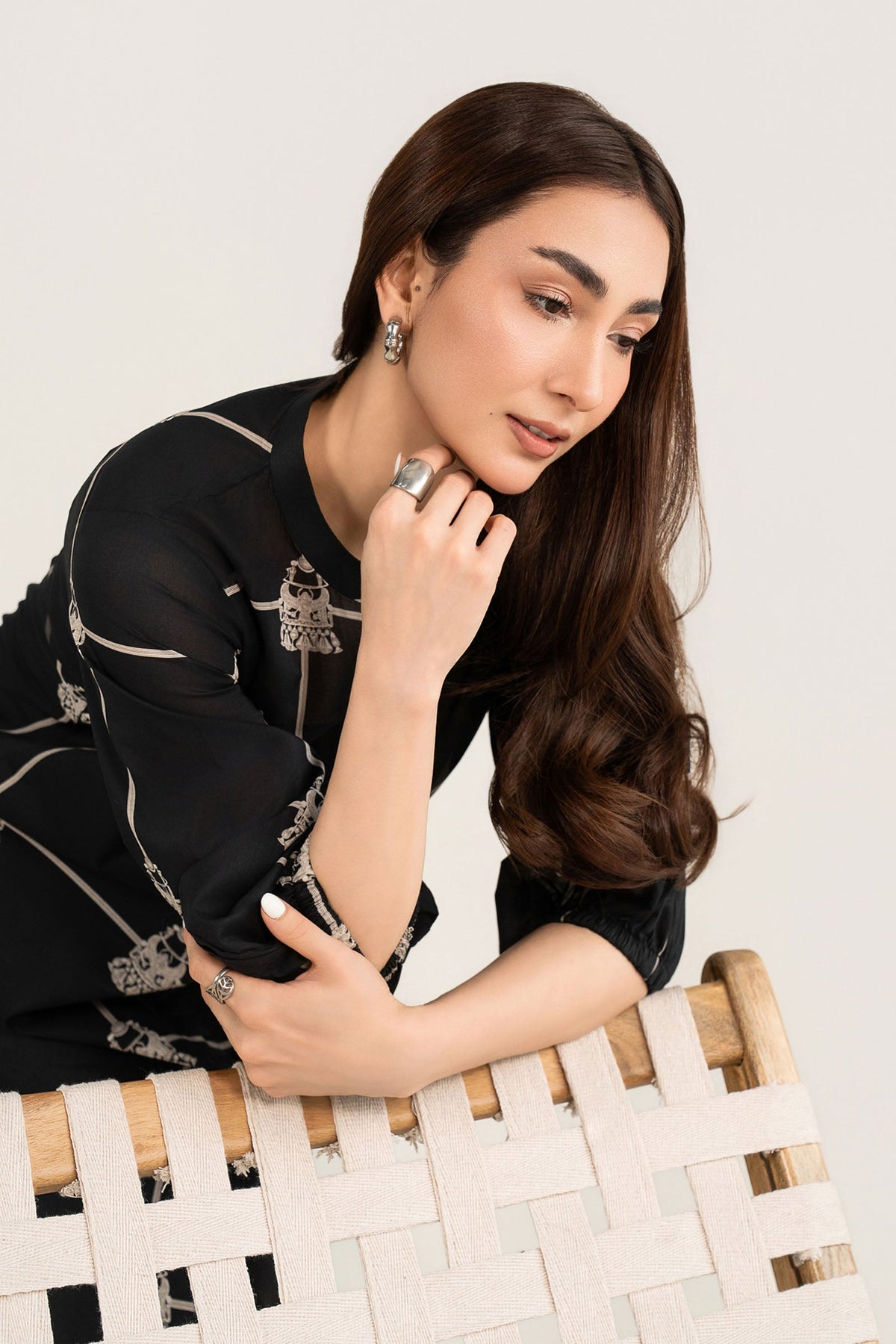 Printed Lawn Shirt - MBMN003-ESM-BLK