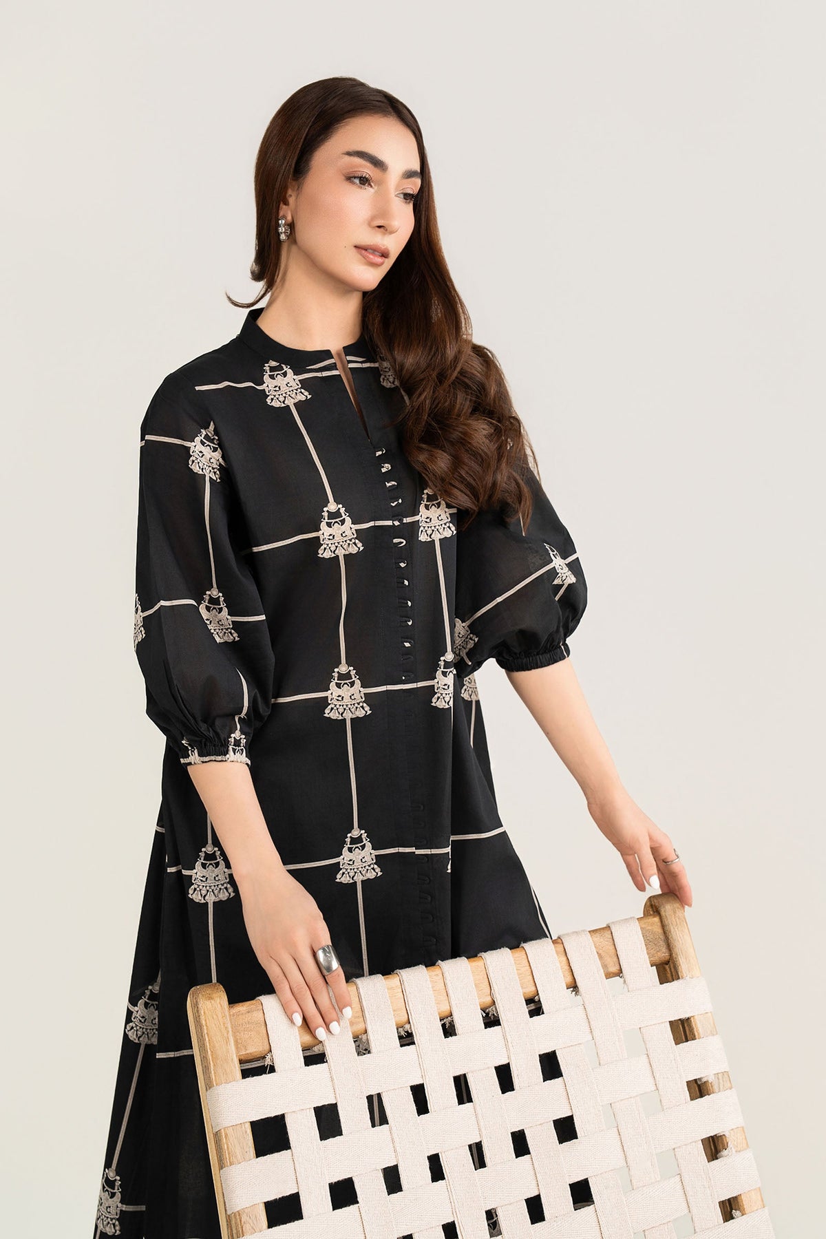 Printed Lawn Shirt - MBMN003-ESM-BLK