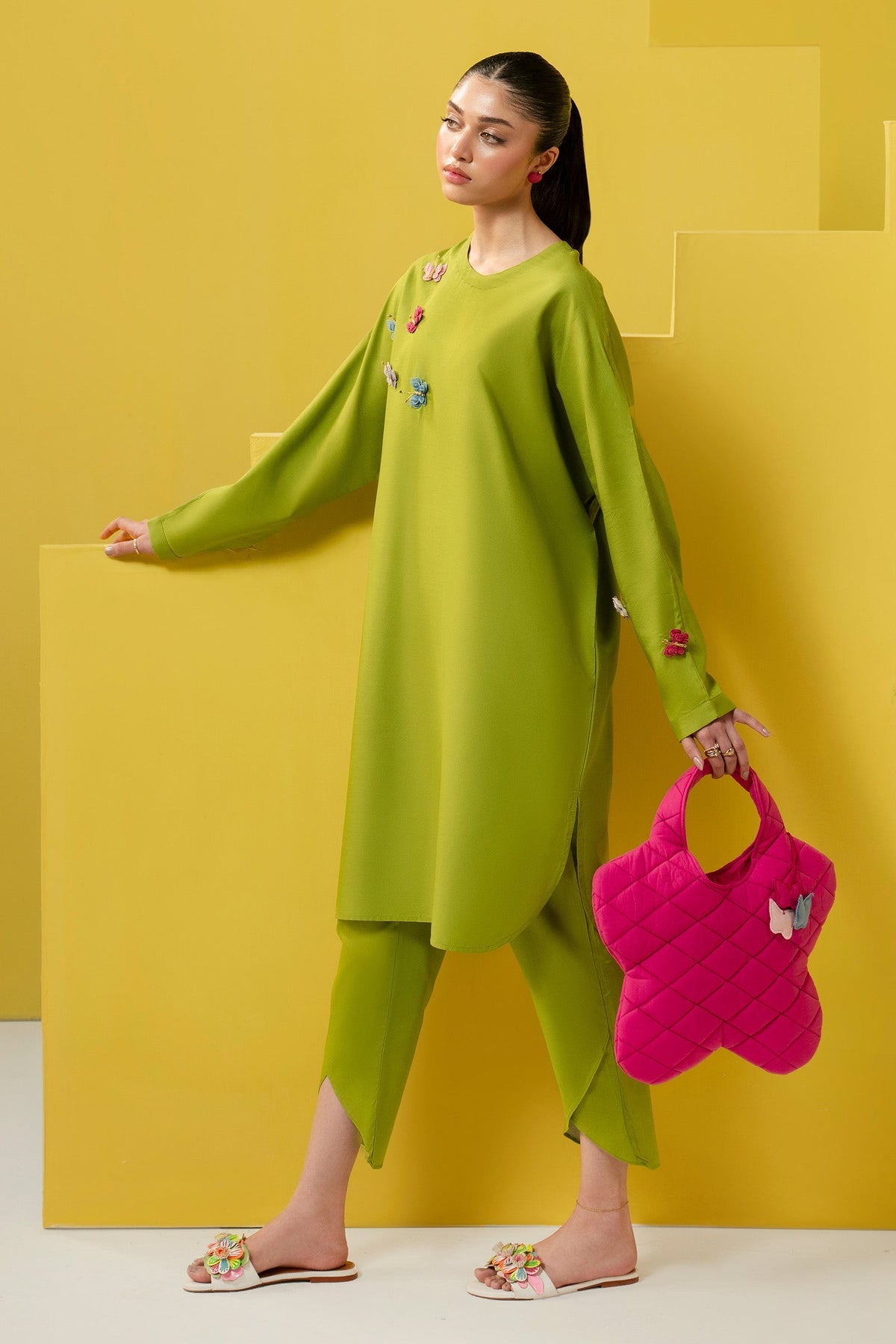 2 Pc Dyed Arabic Lawn Suit