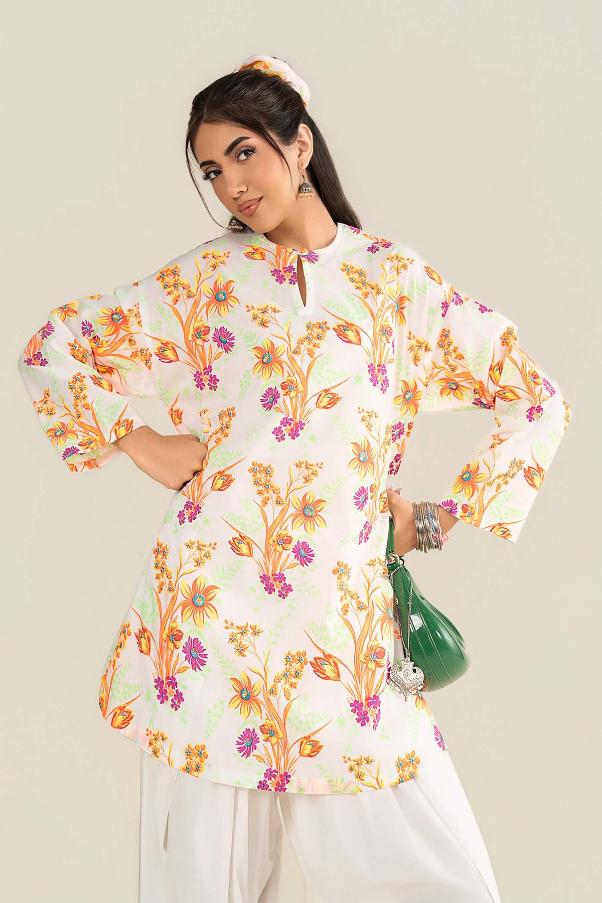 Printed Lawn Shirt - MBSST64-ESM-WHT