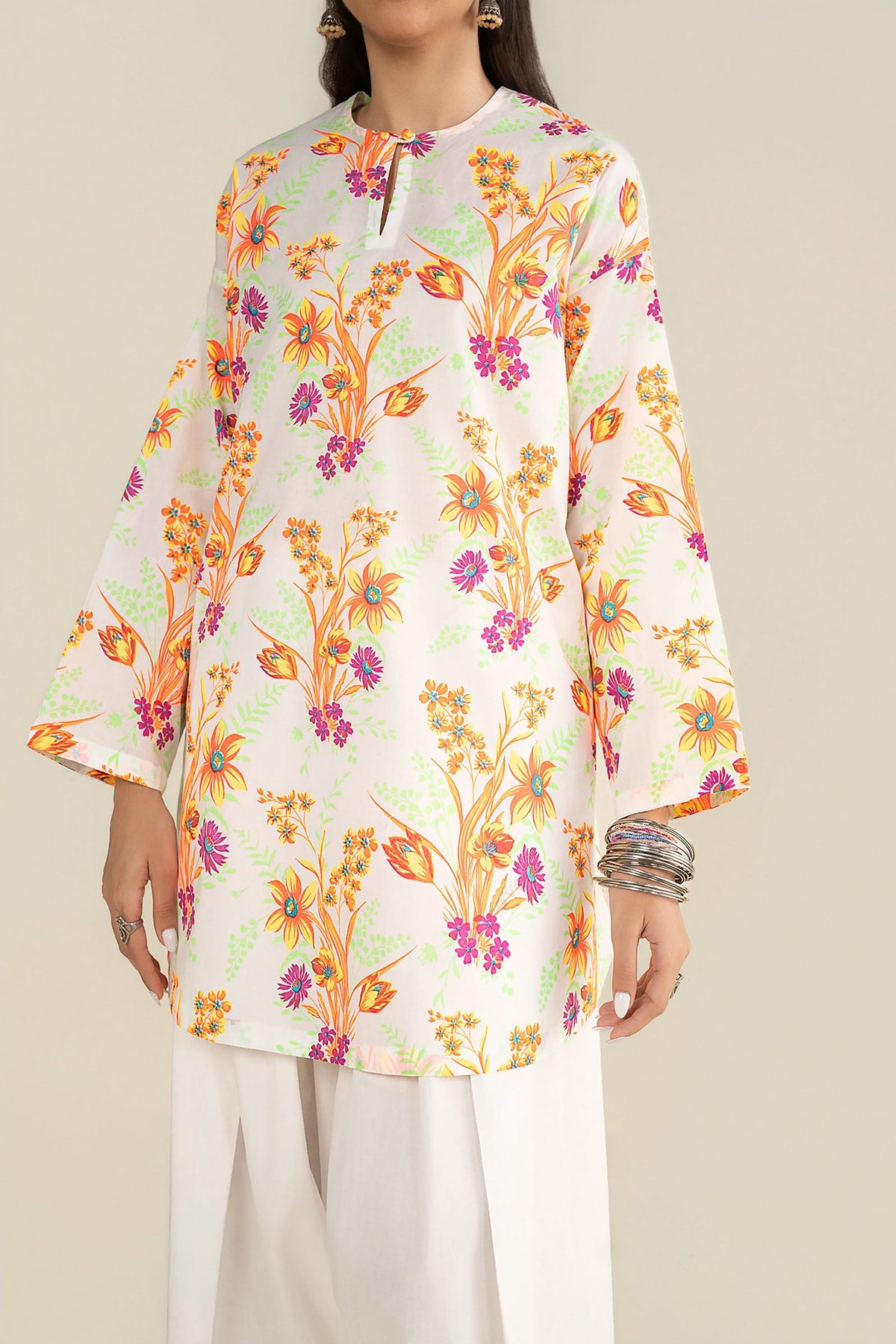 Printed Lawn Shirt - MBSST64-ESM-WHT