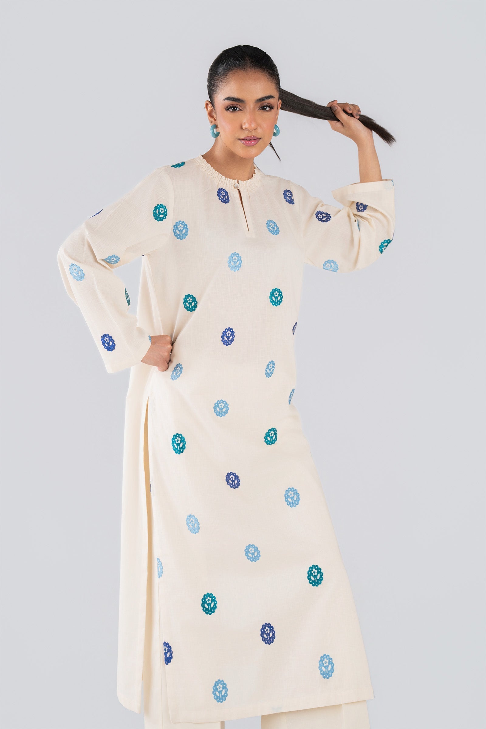 2 Pc Embroidered Crosshatch Lawn Suit