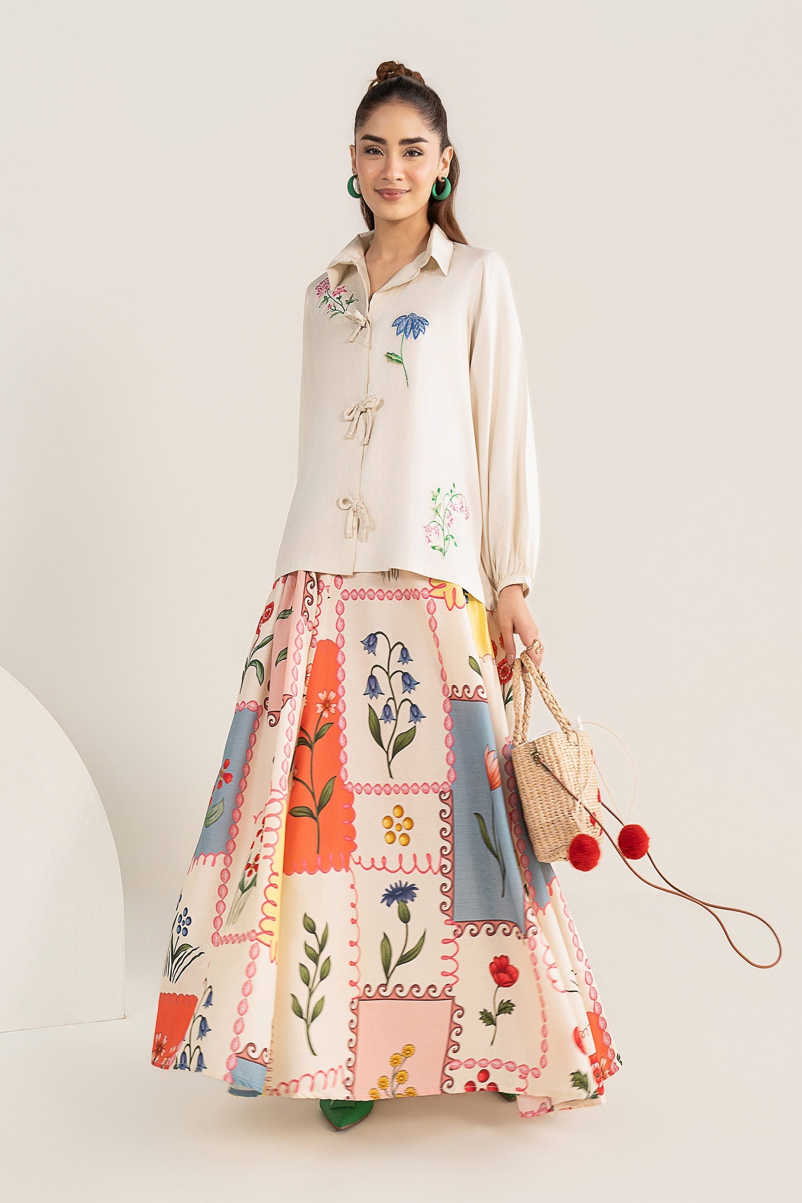 2 Pc Embroidered Arabic Lawn Suit