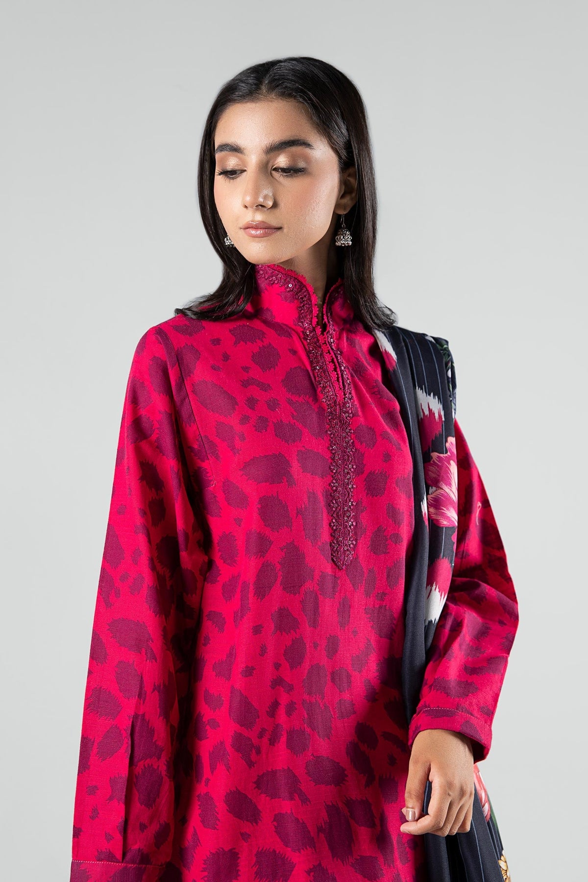 3 Pc Printed Khaddar Suit - MBP210A-ESM-999