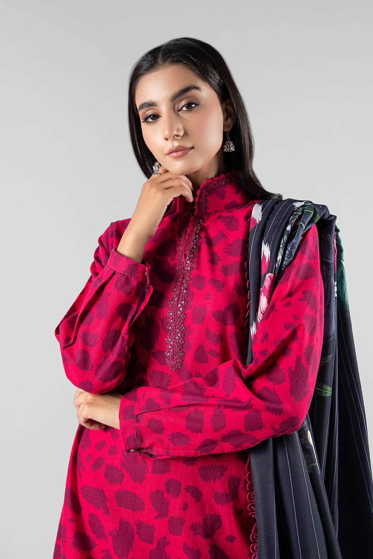 3 Pc Printed Khaddar Suit - MBP210A-ESM-999