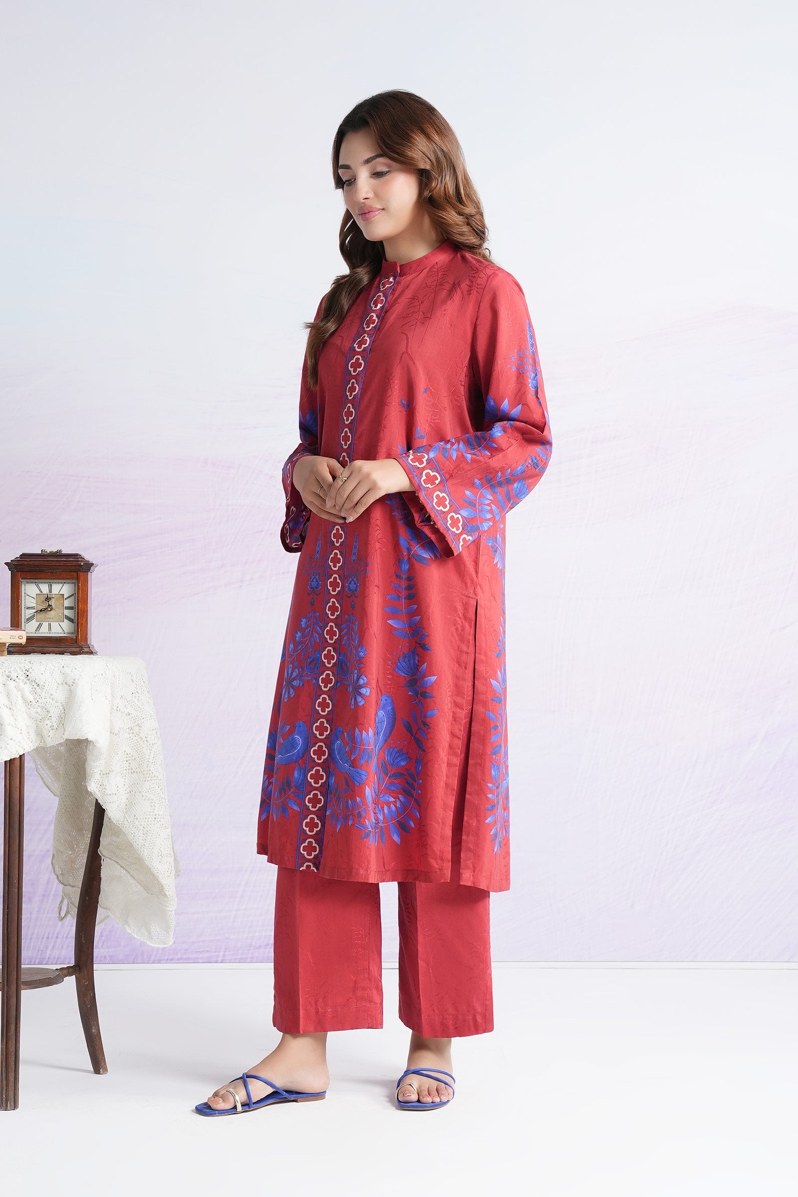 2 Pc Printed Filament Viscose Suit