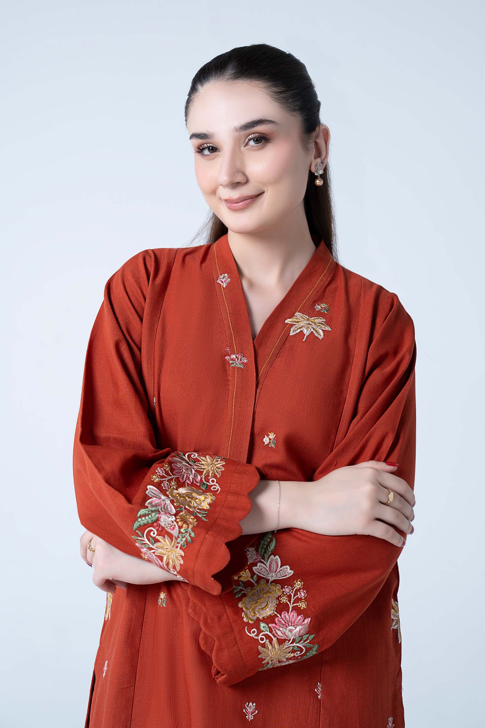 2 Pc Embroidered Slub Khaddar Suit