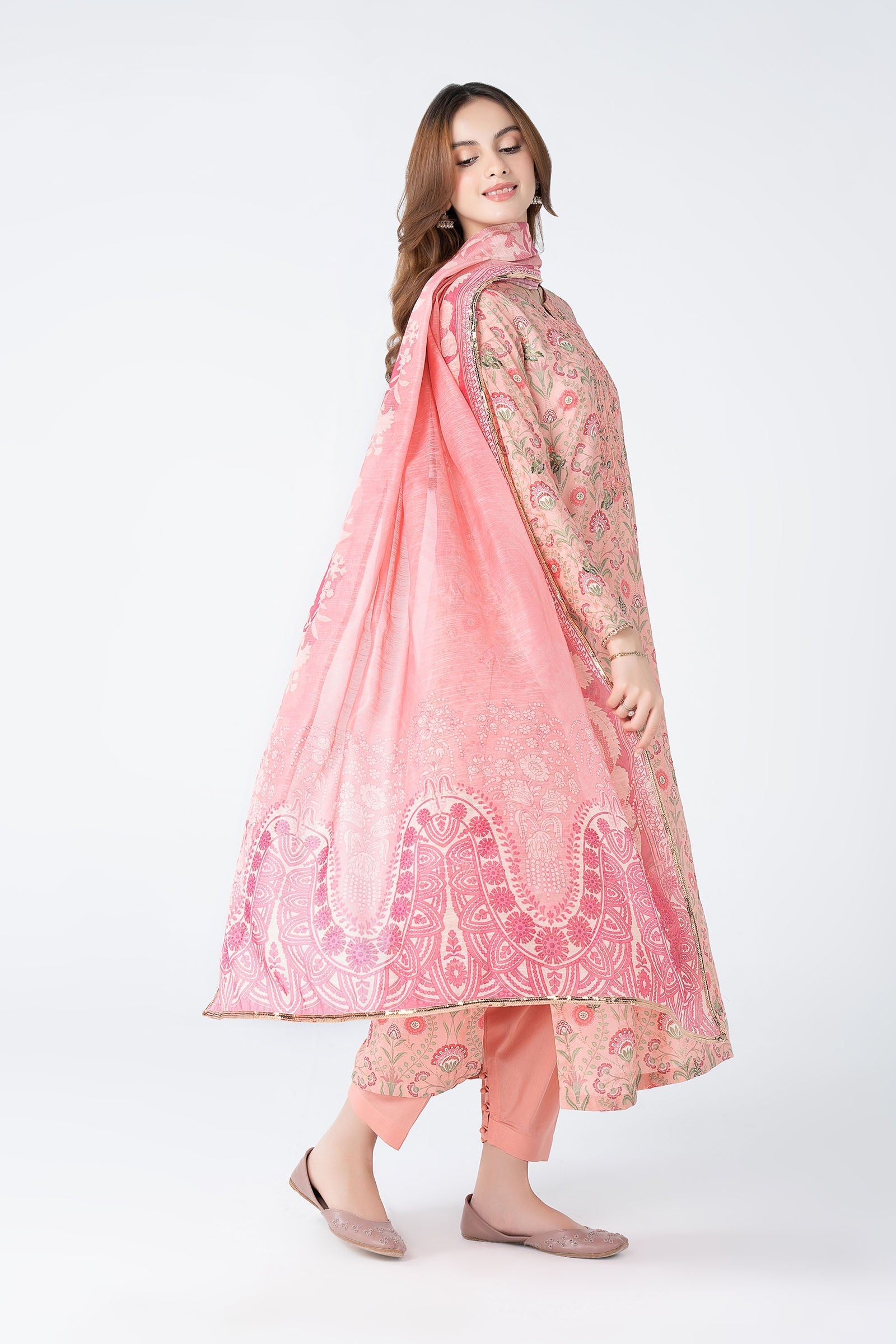 3 Pc Embroidered Dobby Lurex Suit