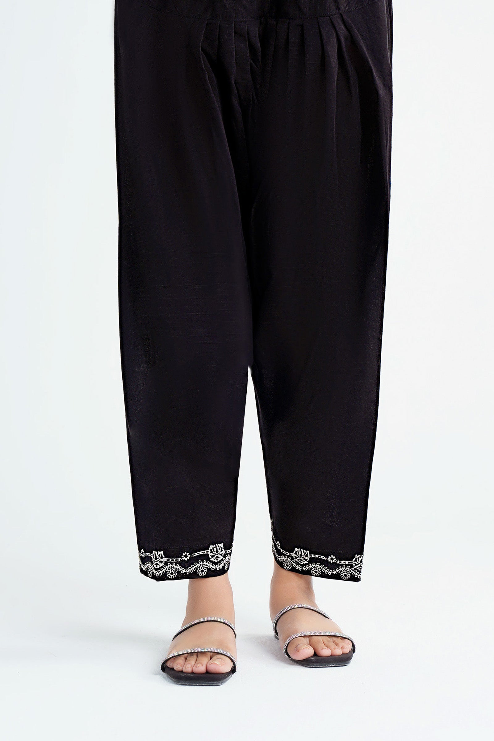 Embroidered Cambric Shalwar - MBWC019-ESM-BLK
