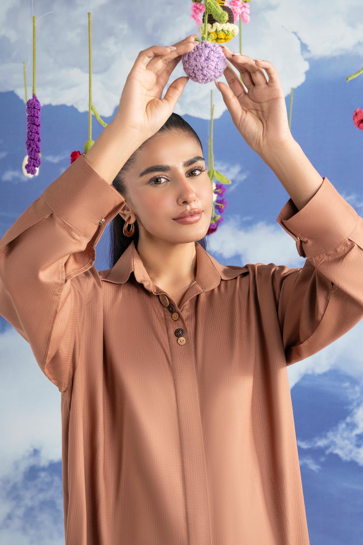 Dyed Self-Jacquard Viscose Shirt