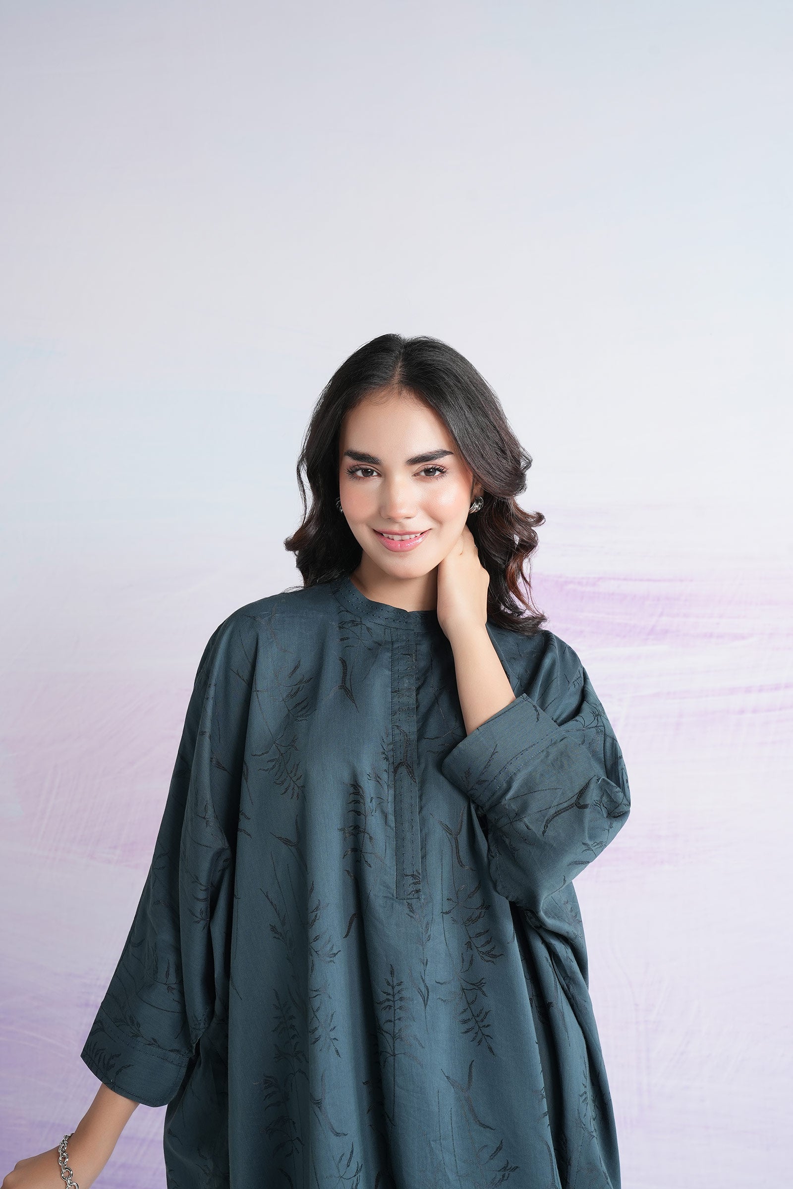 Dyed Self-Jacquard Viscose Shirt