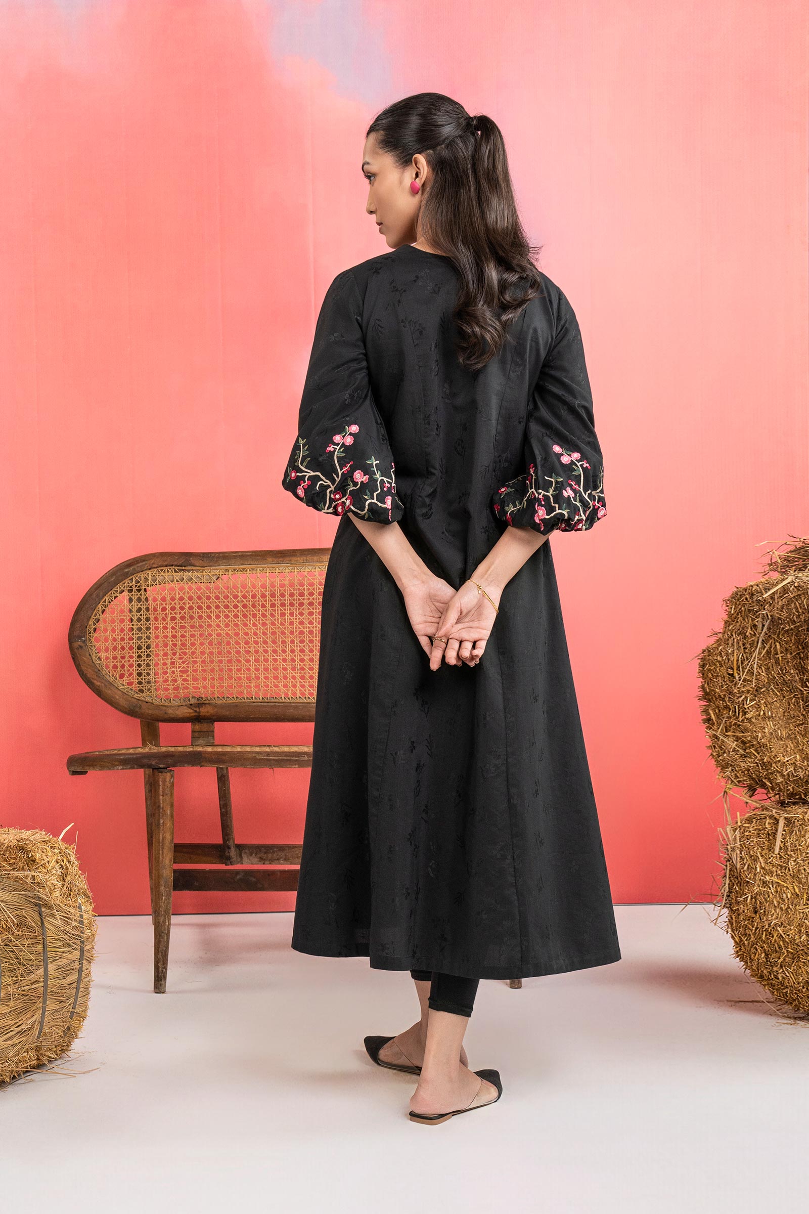 Embroidered Filament Viscose Dress