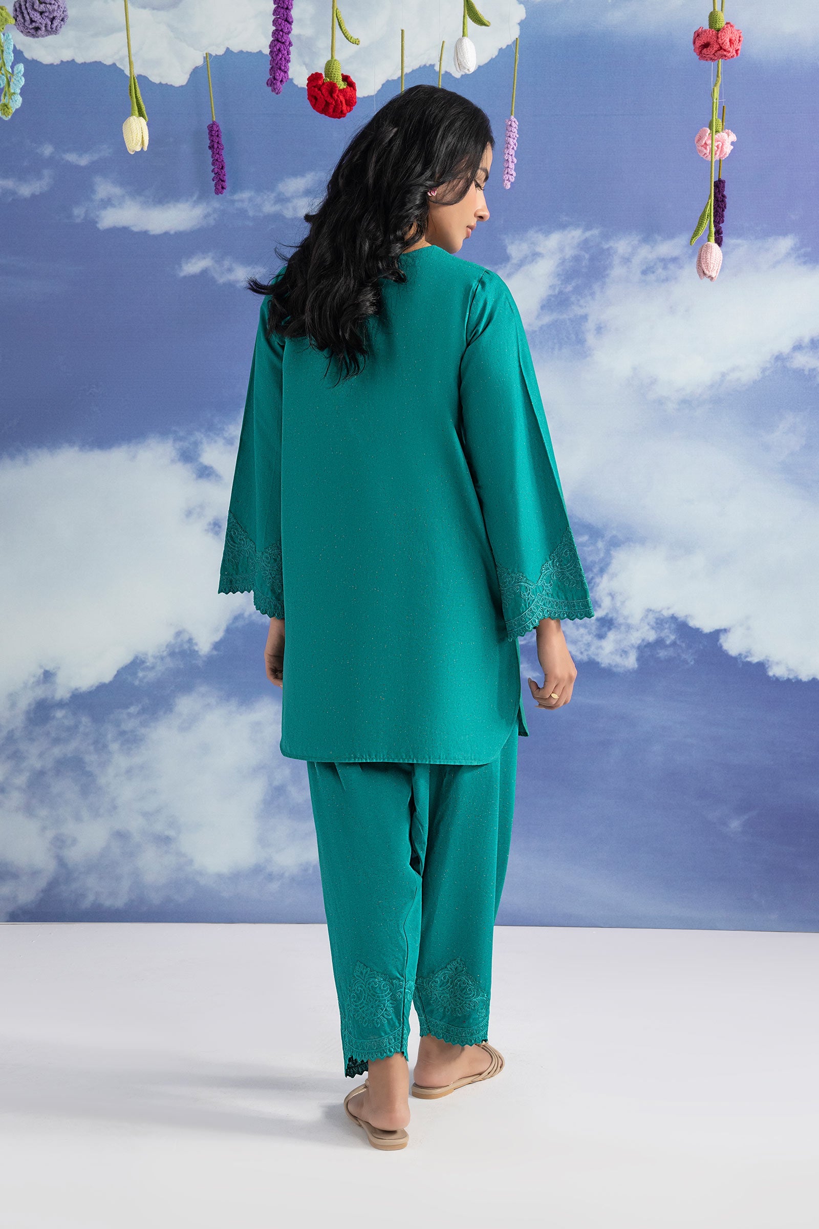 2 Pc Embroidered Tonal Nep Suit