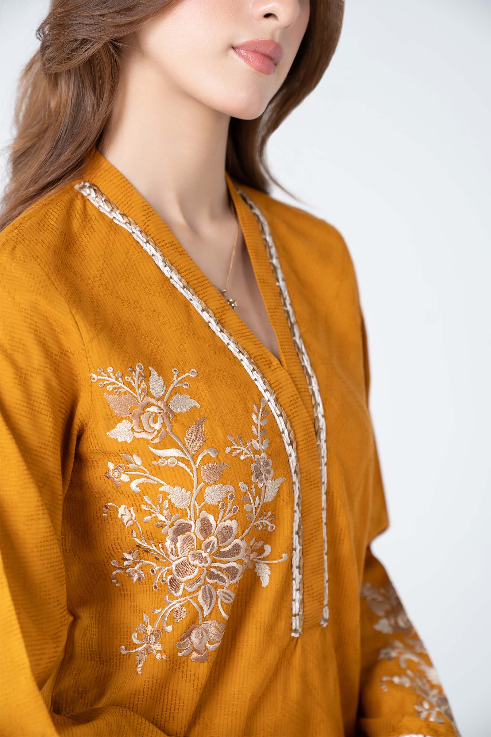 Embroidered Embossed Wavy Texture Shirt