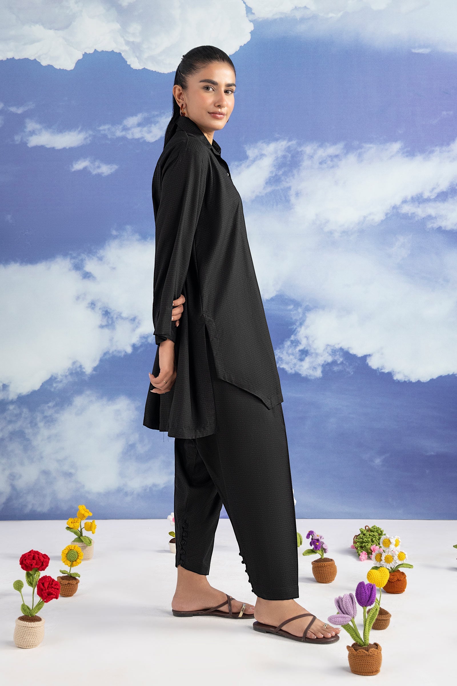2 Pc Dyed Rib Karandi Suit