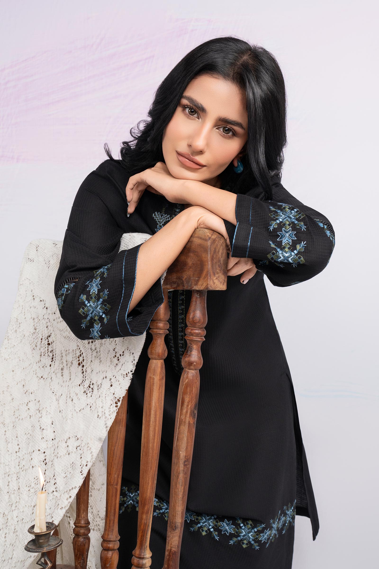 2 Pc Embroidered Dobby Cotton Suit