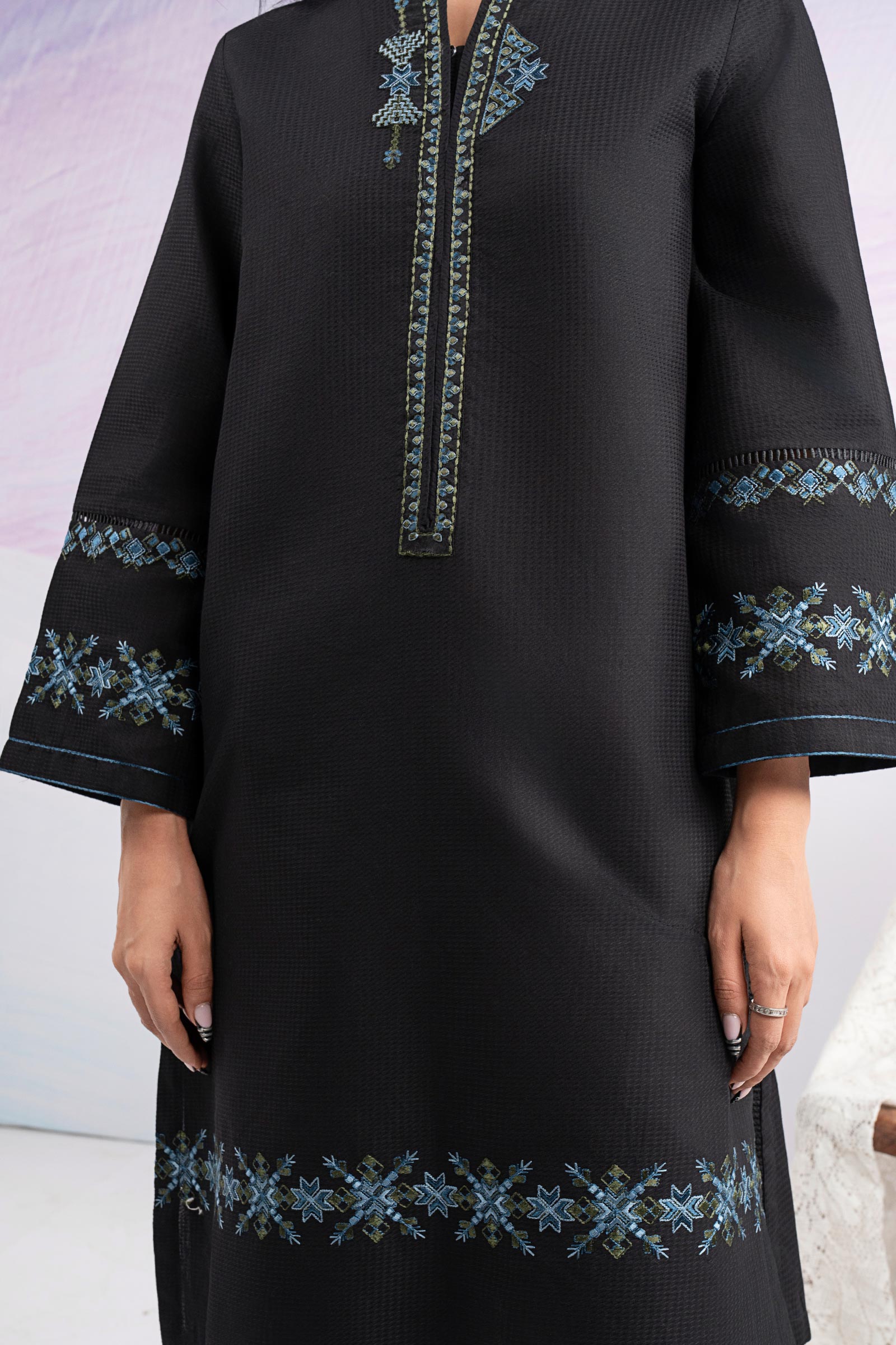 2 Pc Embroidered Dobby Cotton Suit