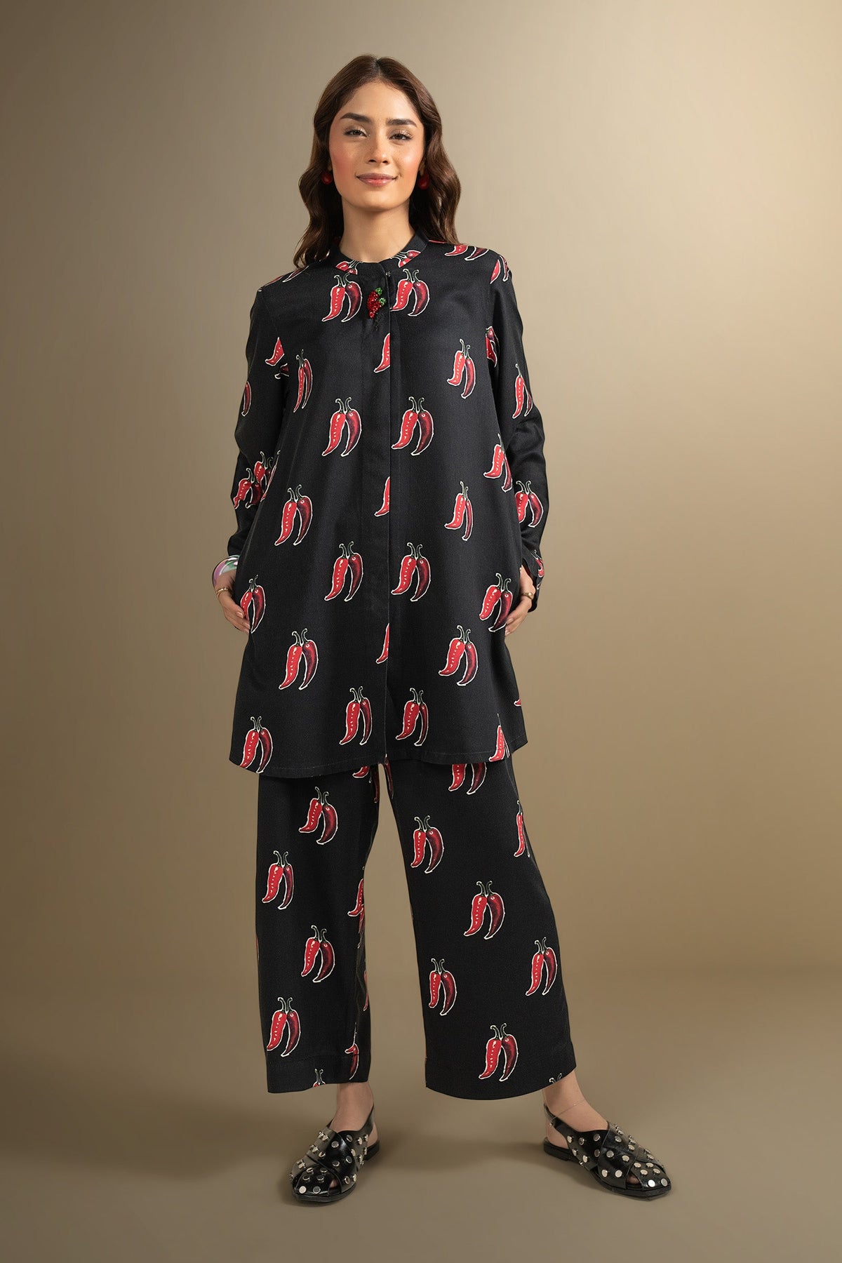 2 Pc Printed Twill Suit