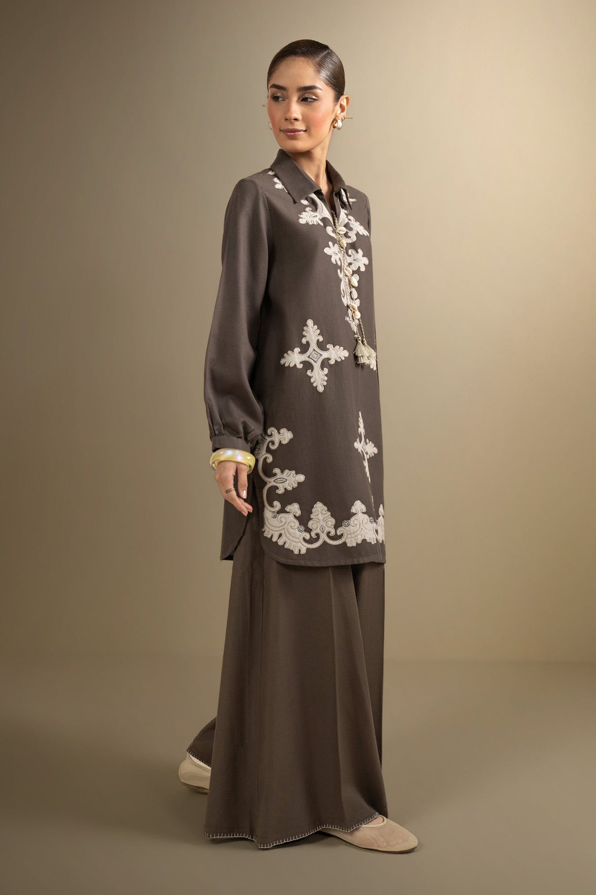 2 Pc Embroidered Cotton Dobby Suit